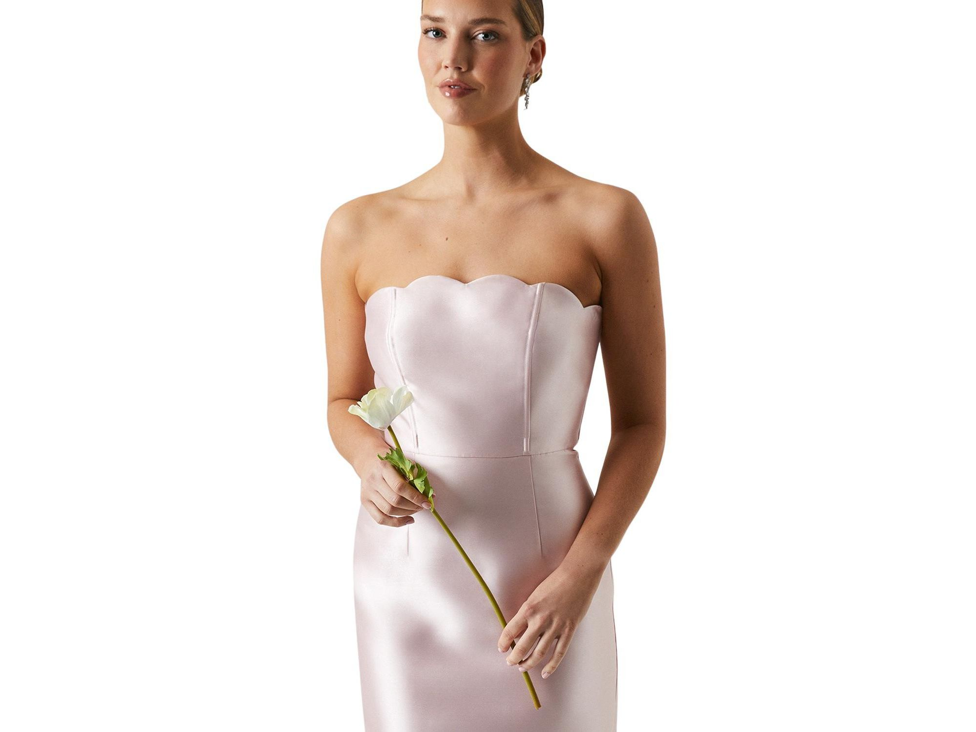 Scallop Twill Column Bridesmaids Dress — Image 3