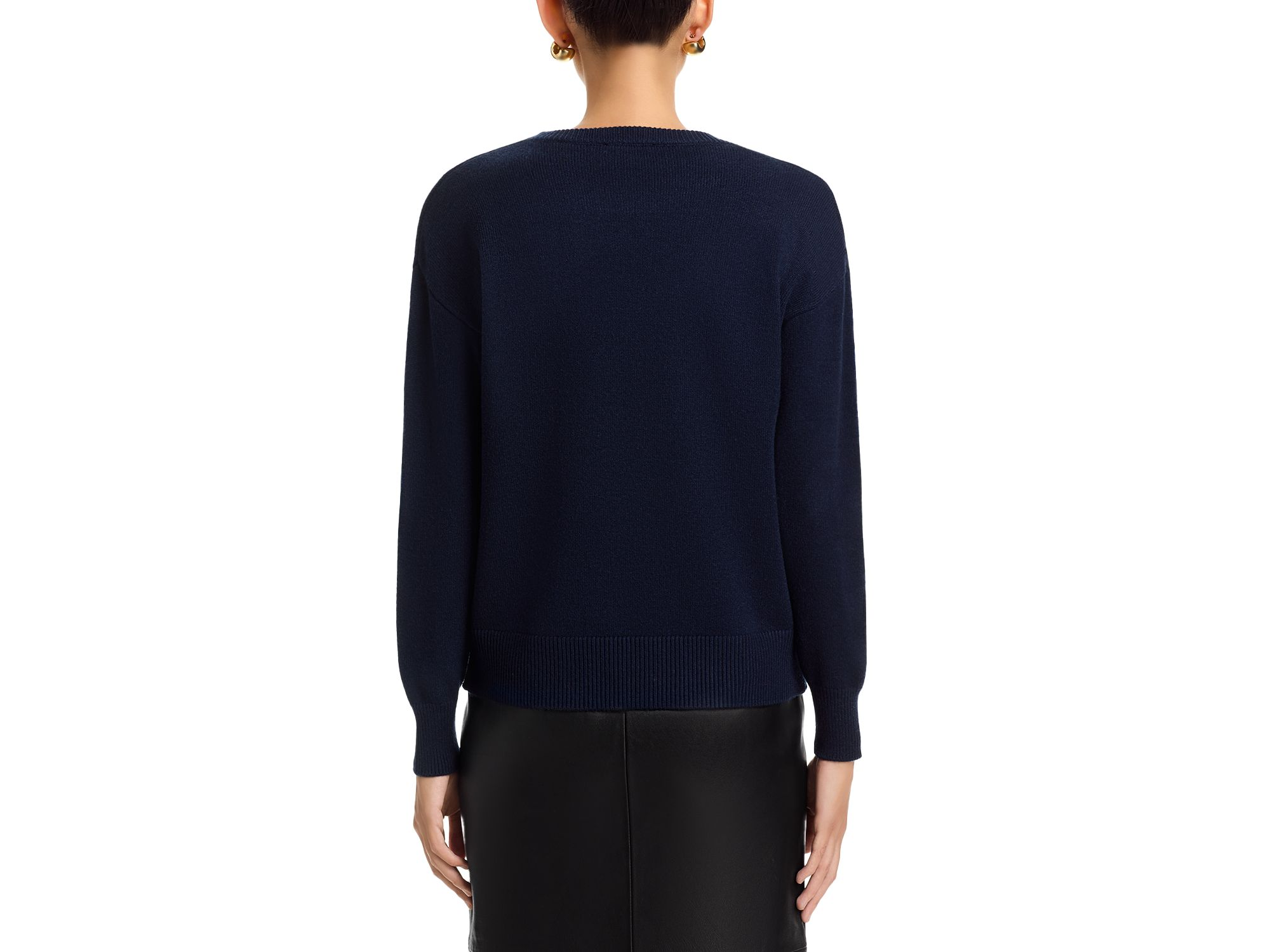 Long Sleeved Fuzze Flowers Crewneck Pullover Sweater — Image 3