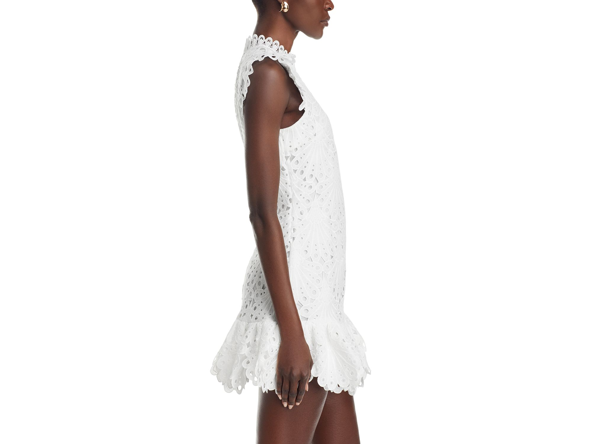 Mock Neck Lace Shift Dress - Exclusive — Image 7