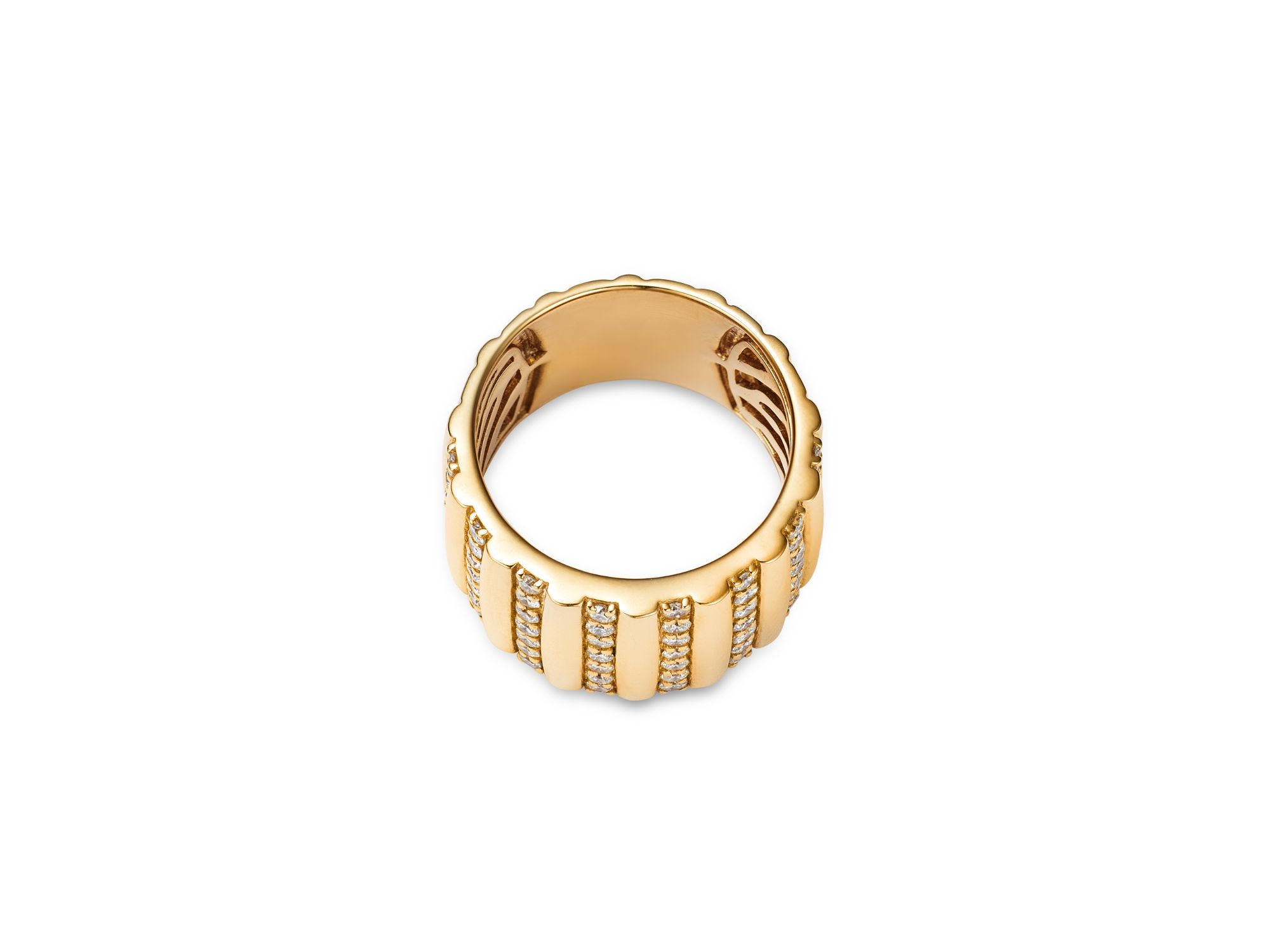 Diamond Multirow Wide Statement Ring in 14K Yellow Gold, 0.65 tcw — Image 3