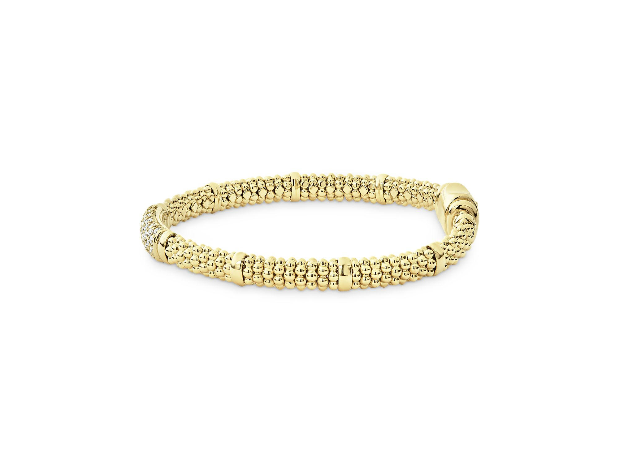 18K Yellow Gold Caviar Bracelet with Diamonds - Exclusive — Image 4