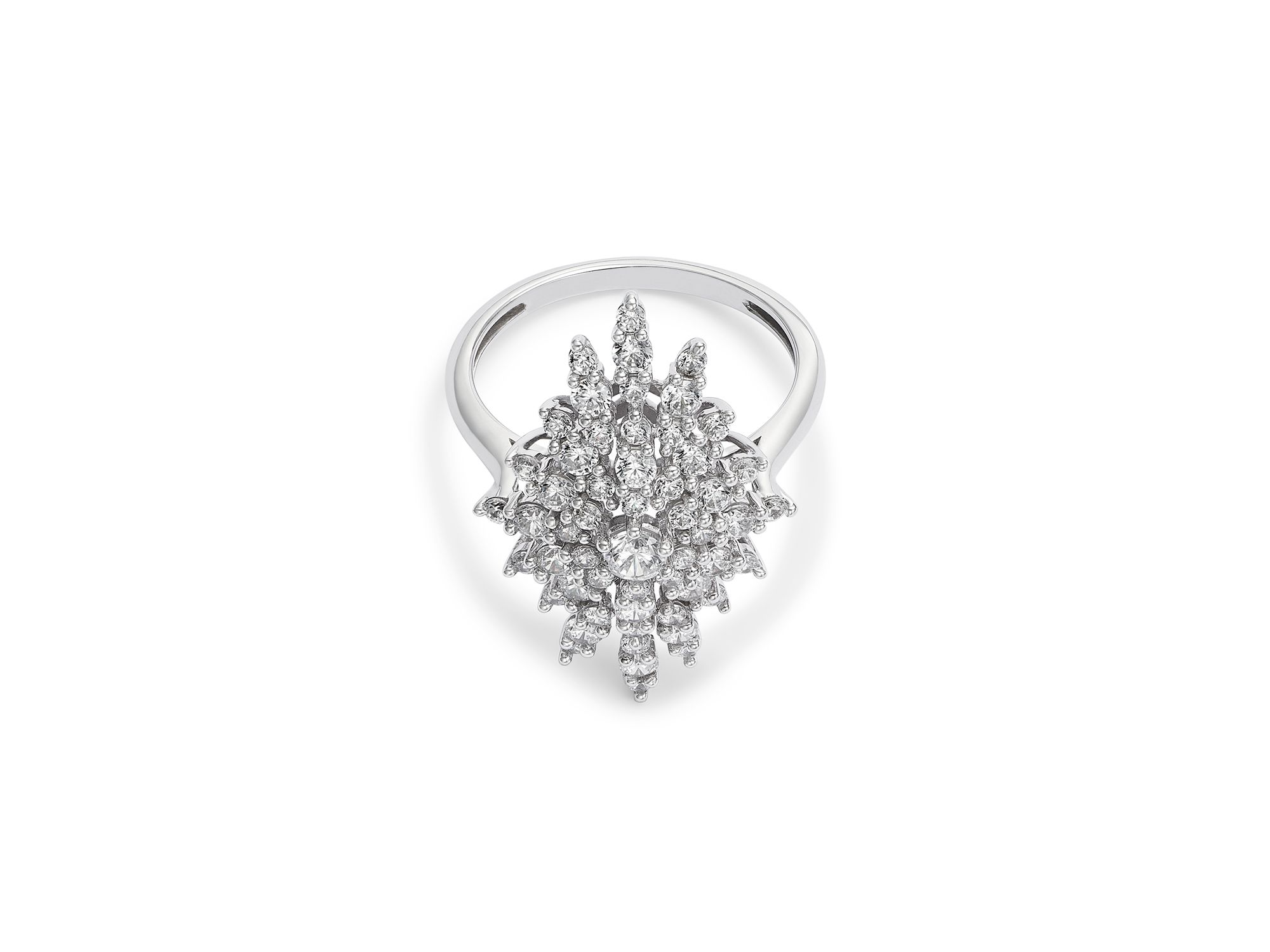 Diamond Retro Chic Starburst Statement Ring in 14K White Gold, 1.50 tcw — Image 3
