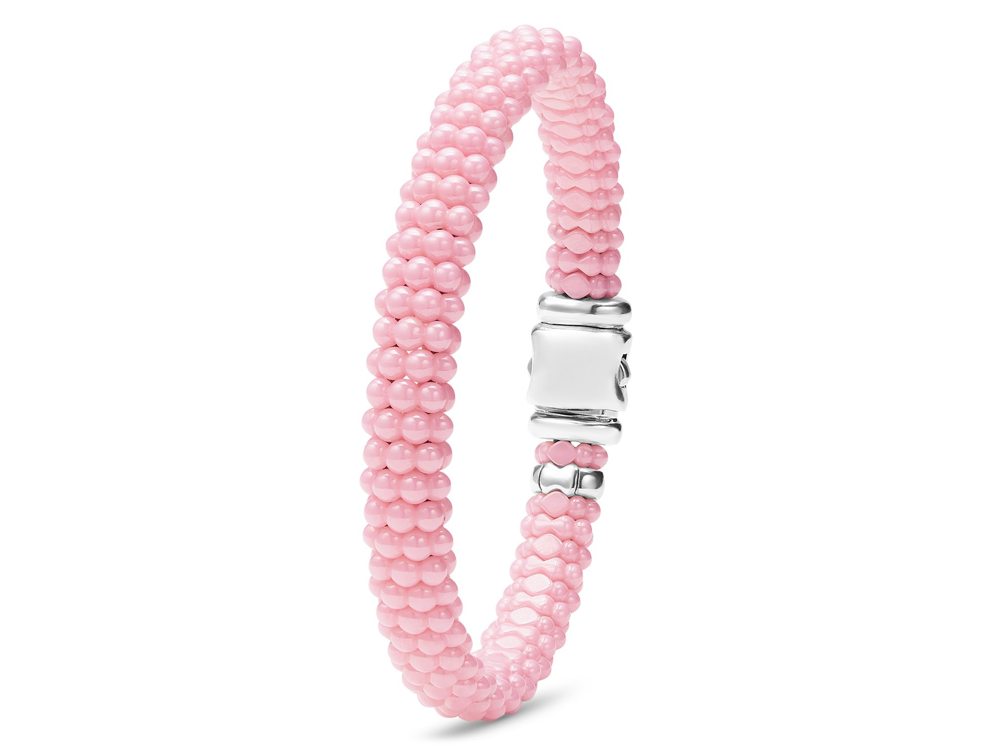 Sterling Silver Pink Caviar Pink Ceramic Beaded Bracelet — Image 3