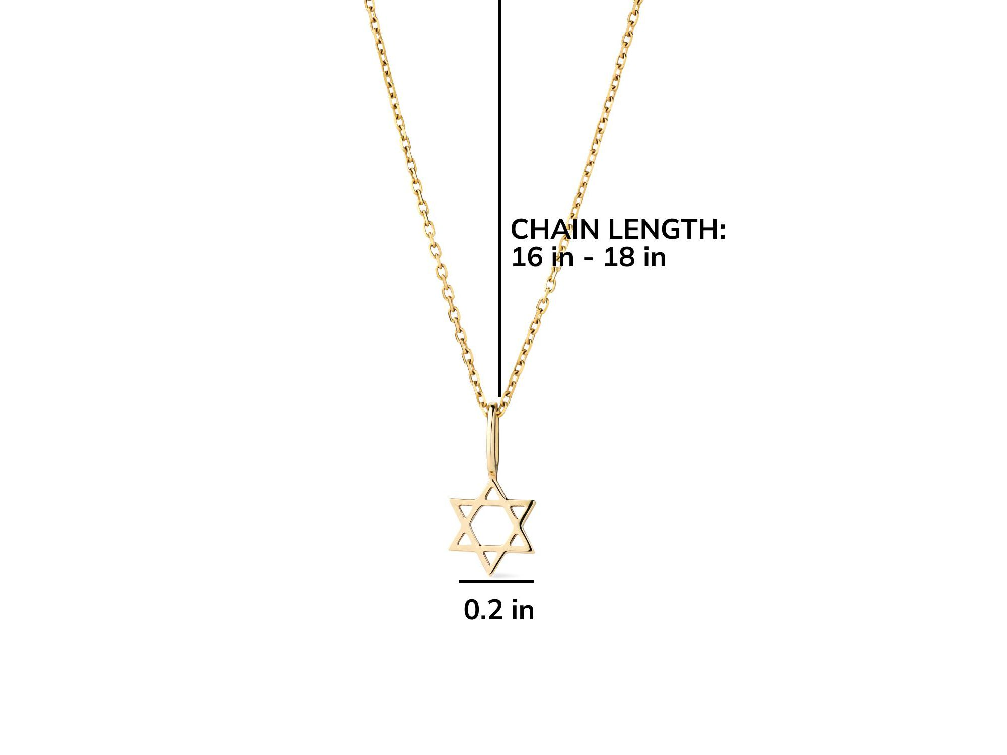 Solid Yellow Gold Star of David Necklace — Image 3