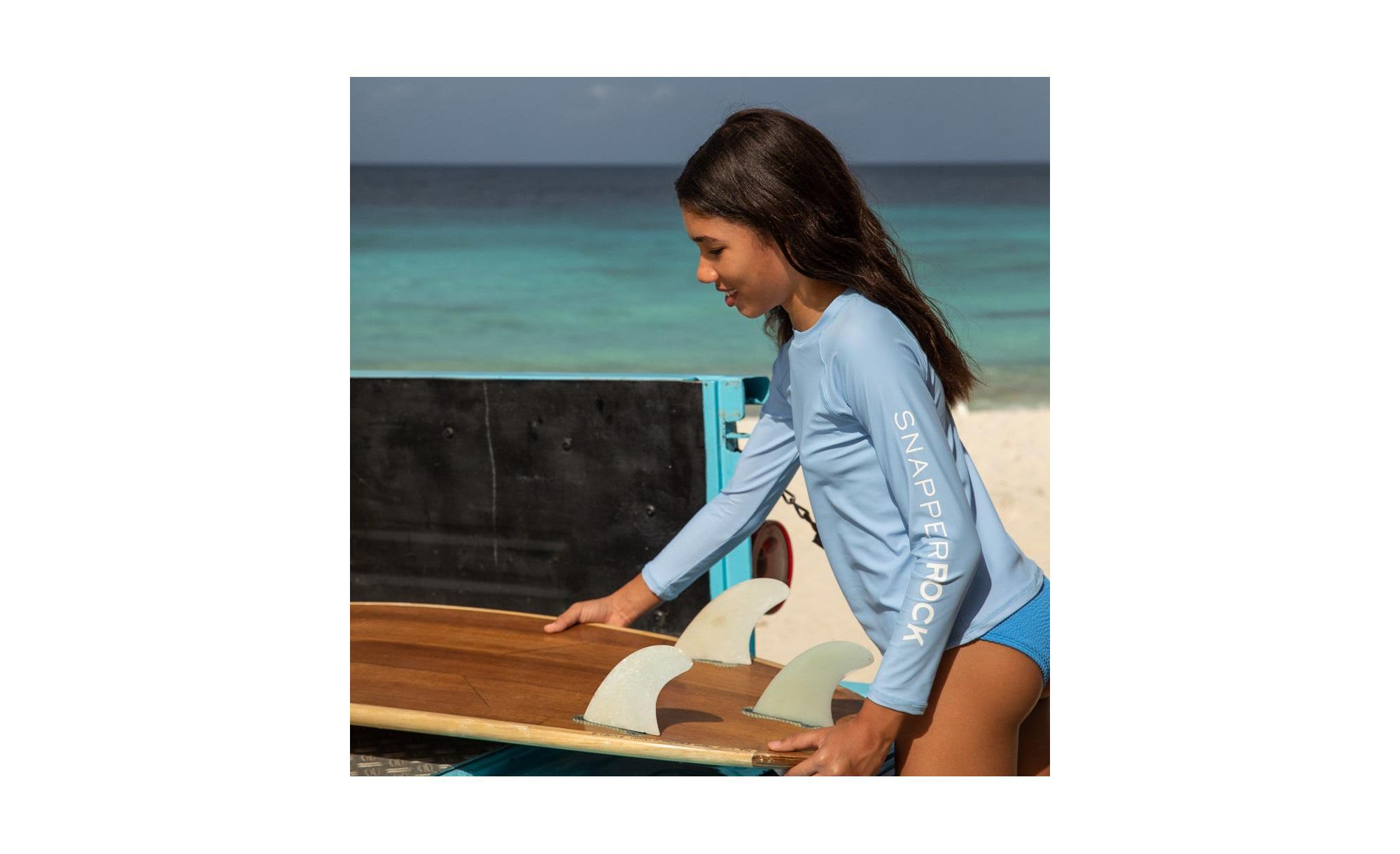 Unisex Water Blue Long Sleeve Rash Top — Image 3