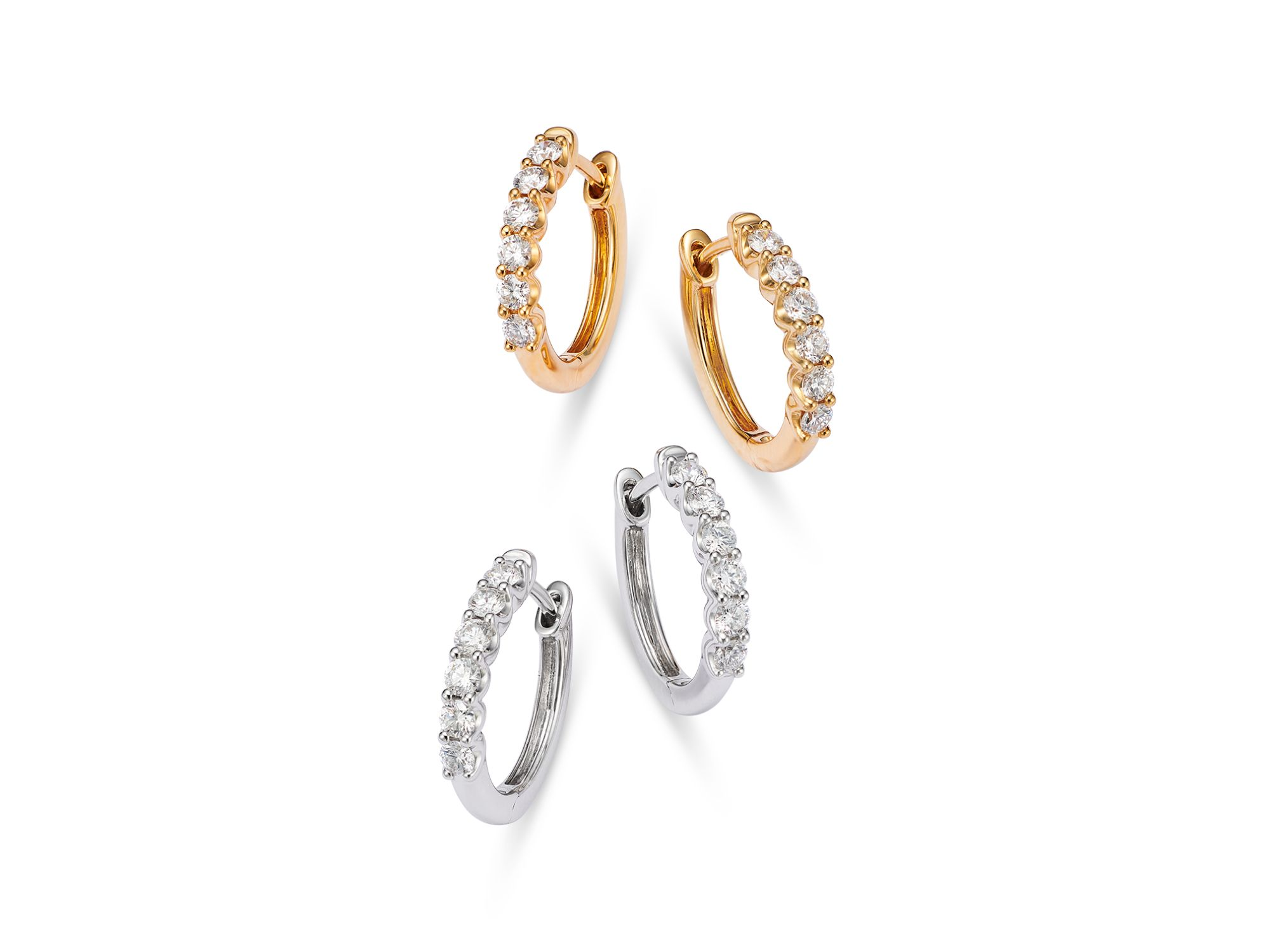 Diamond Small Hoop Earrings in 14K Gold, 0.34 tcw — Image 5