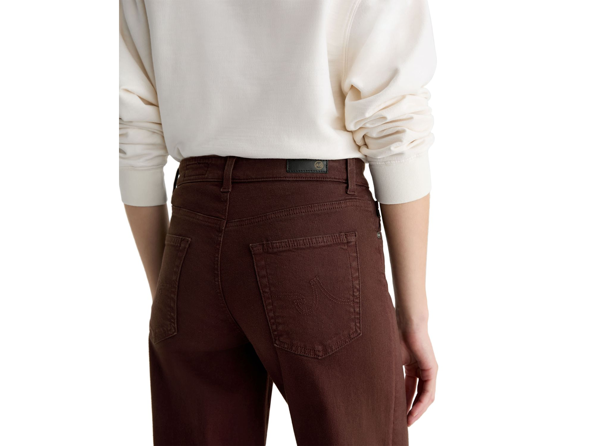 Saige High Rise Wide Leg Crop Jeans in Coffee Bean — Image 3