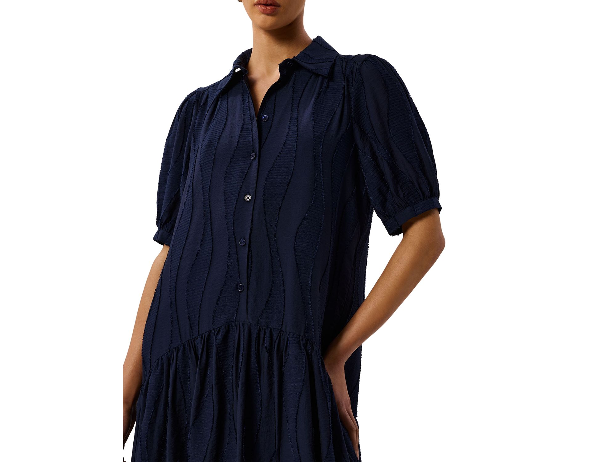 Textured Drop Waist Midi Dress — Image 3