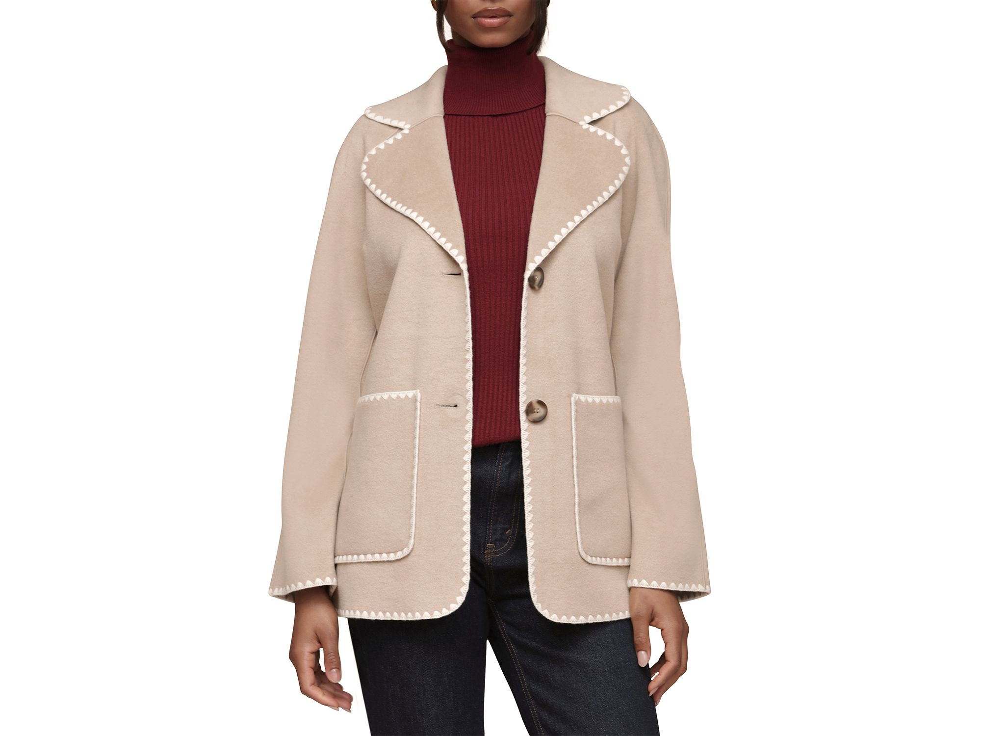 Belted Jacket With Crochet Trim — Image 3