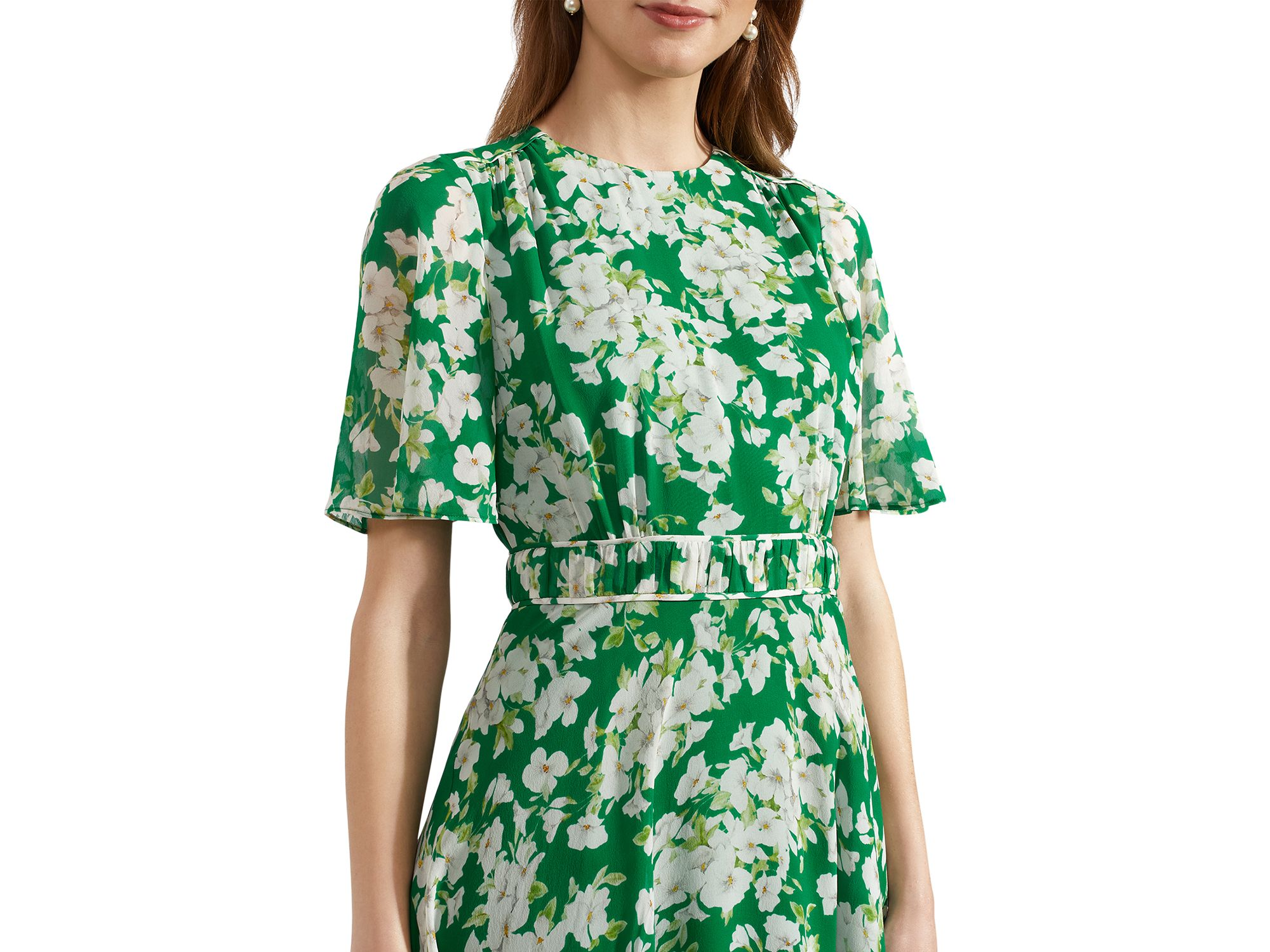 Bronwyn Floral Print Silk Midi Dress — Image 3