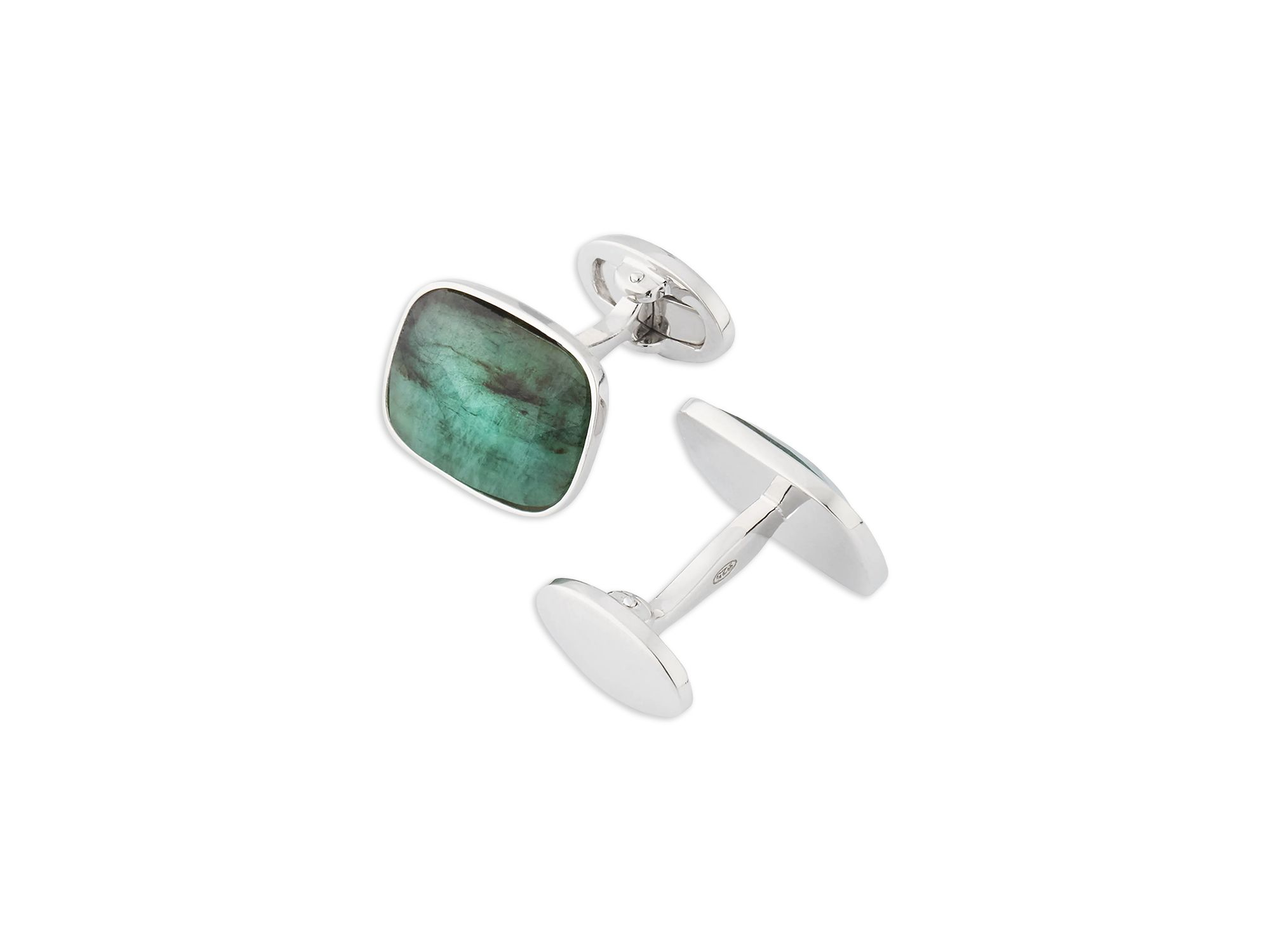 Emerald Cufflinks in Sterling Silver — Image 4