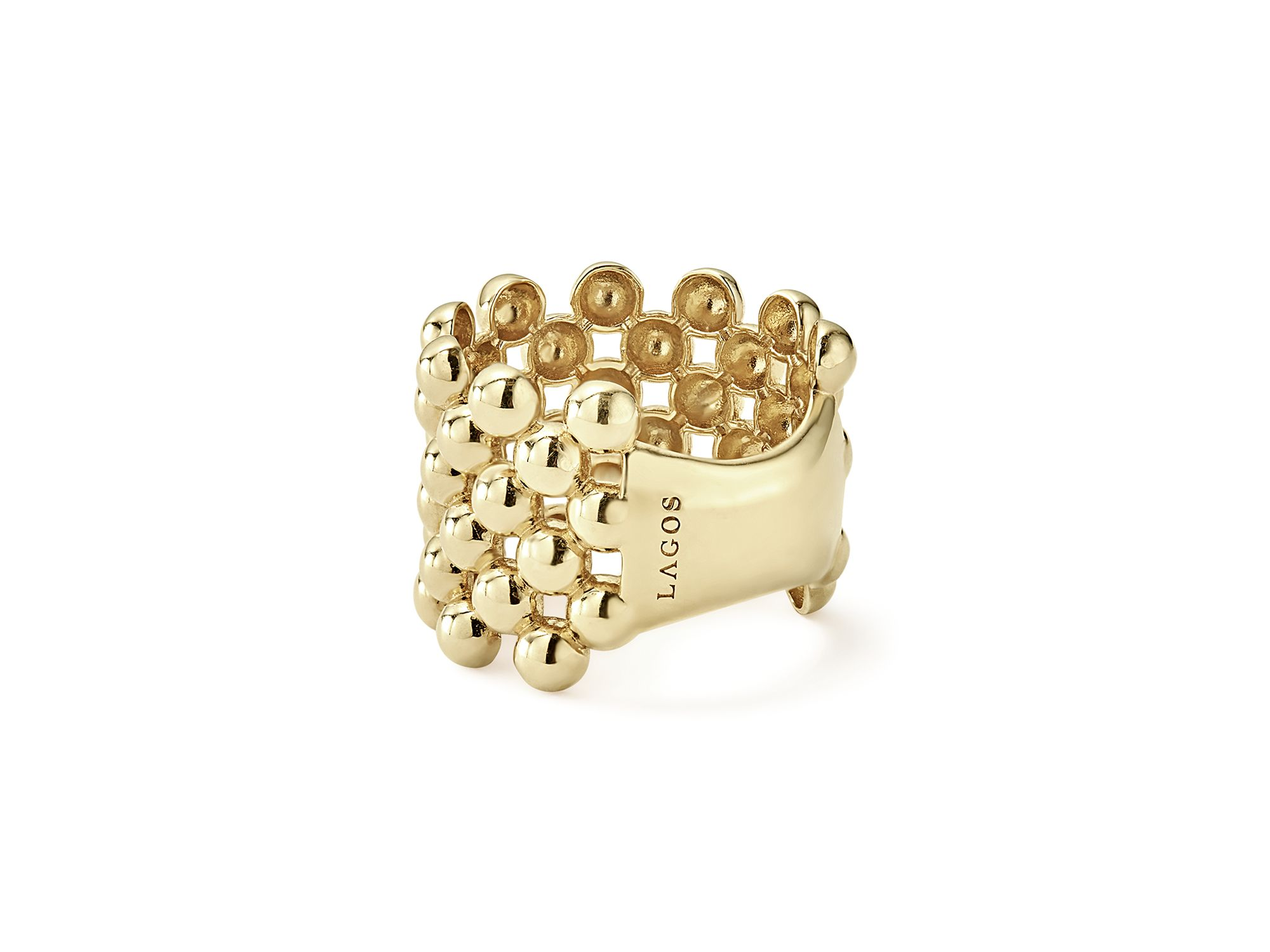 Caviar Gold Collection 18K Gold Wide Beaded Ring — Image 4