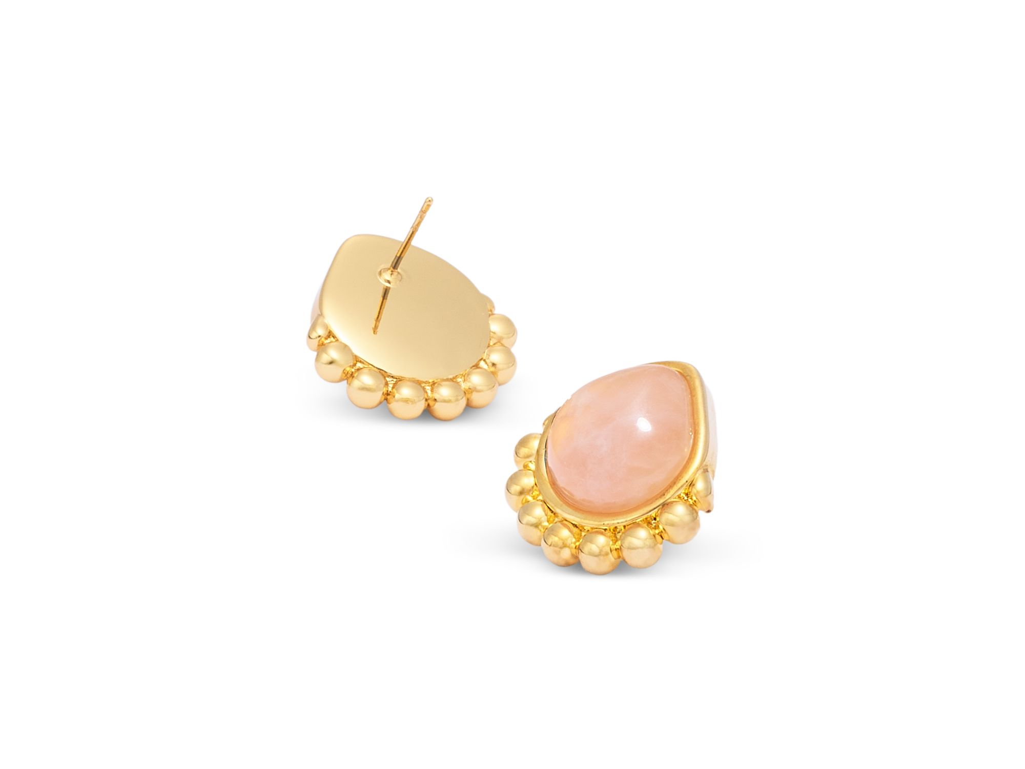 Rose Quartz Stud Earrings, 0.9"L - Exclusive — Image 3