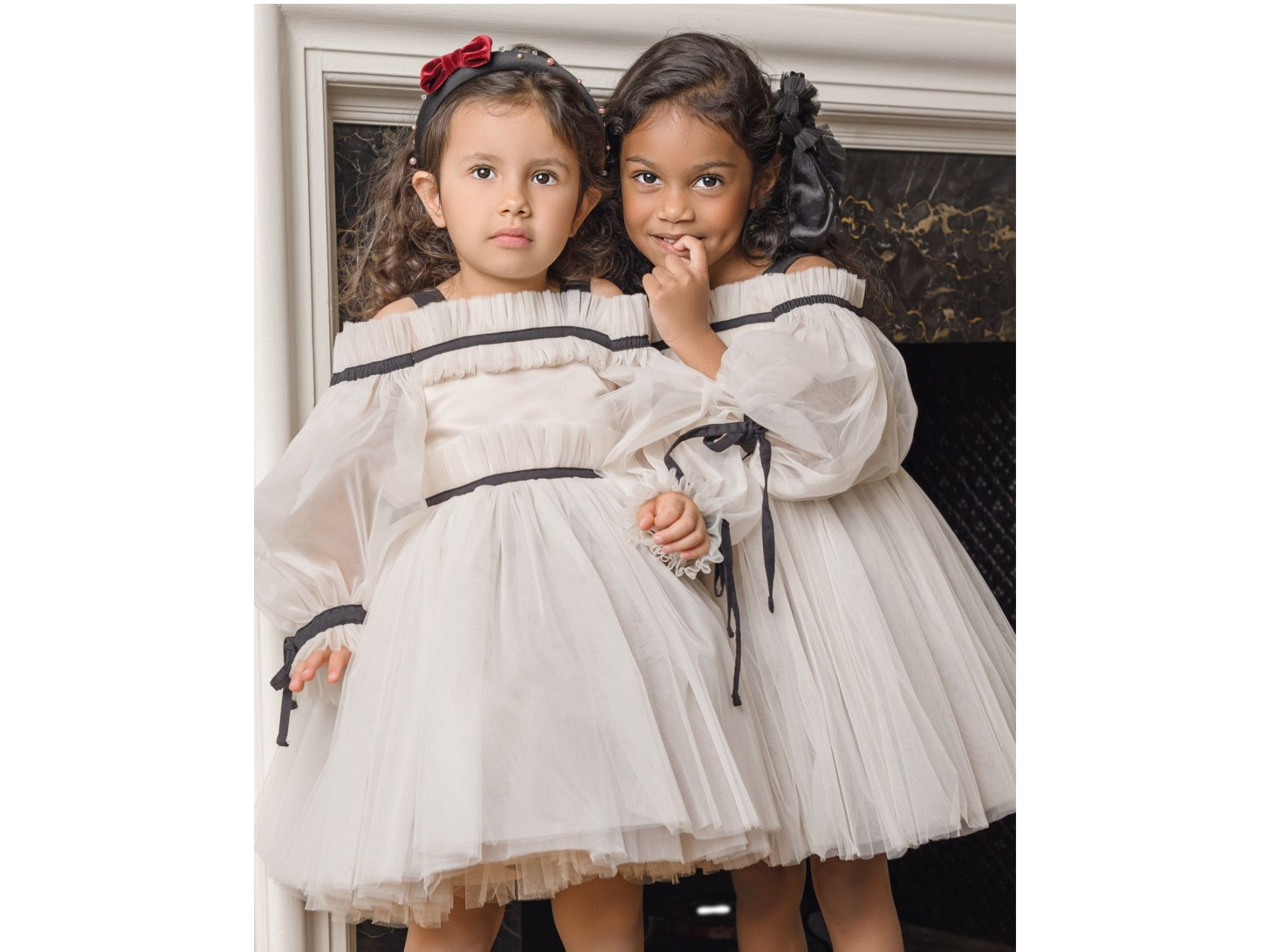 Girls' Coco Caramel Tulle Dress with Sheer Puff Tulle Sleeves - Baby, Little Kid, Big Kid — Image 5