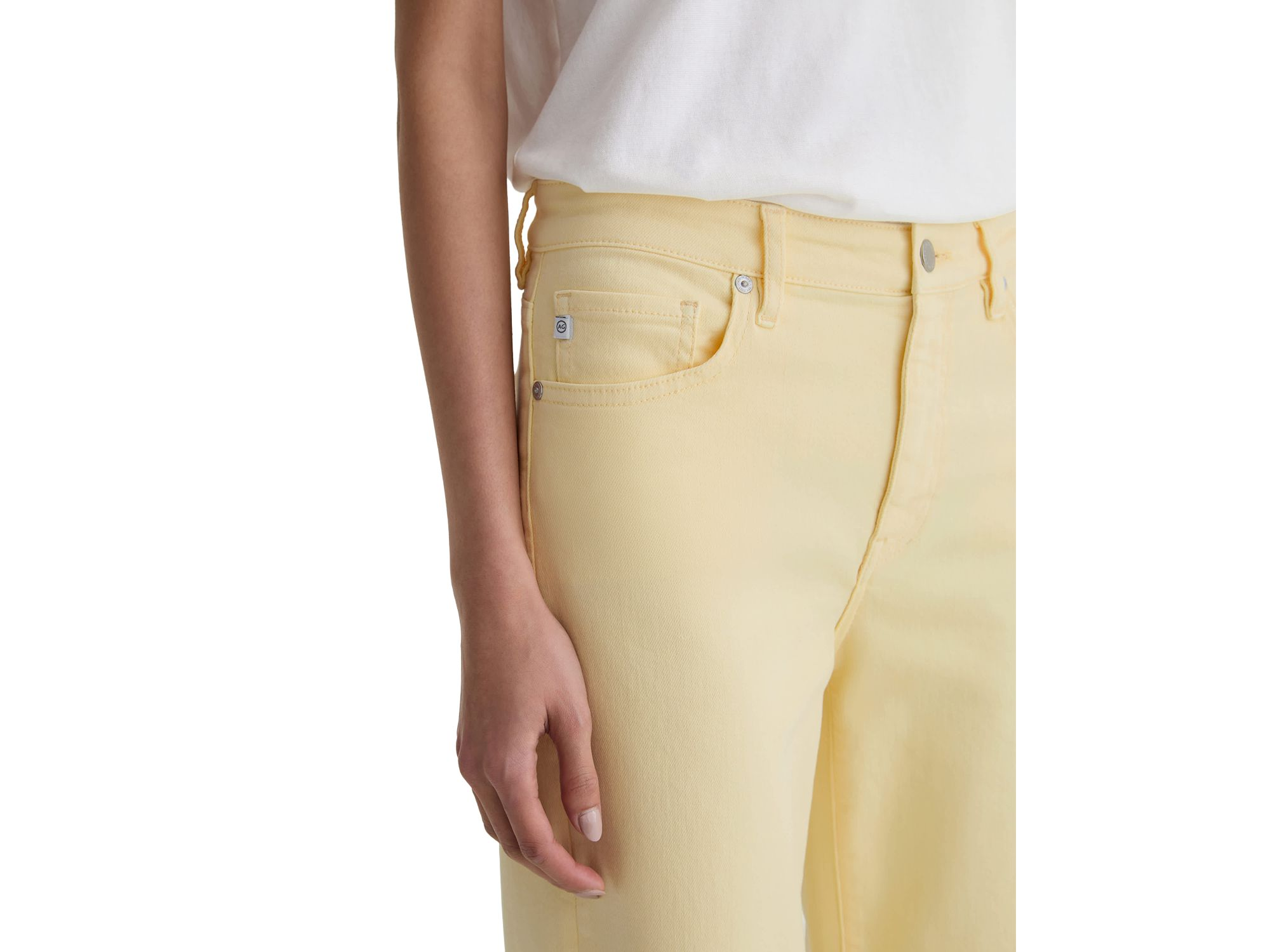 Saige High Rise Wide Leg Crop Jeans in Sunlight Yellow — Image 3