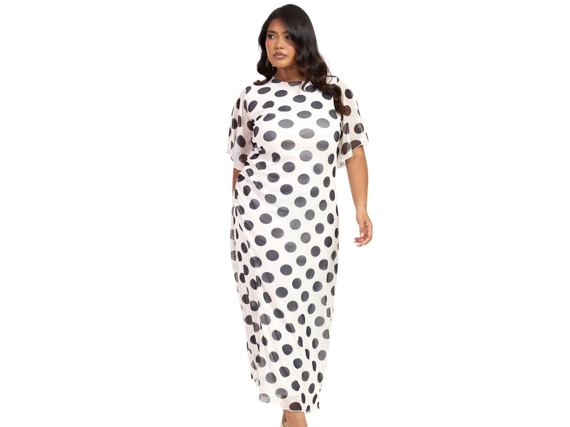 Large Polka Dot Ruched Side Maxi Dress — Image 4
