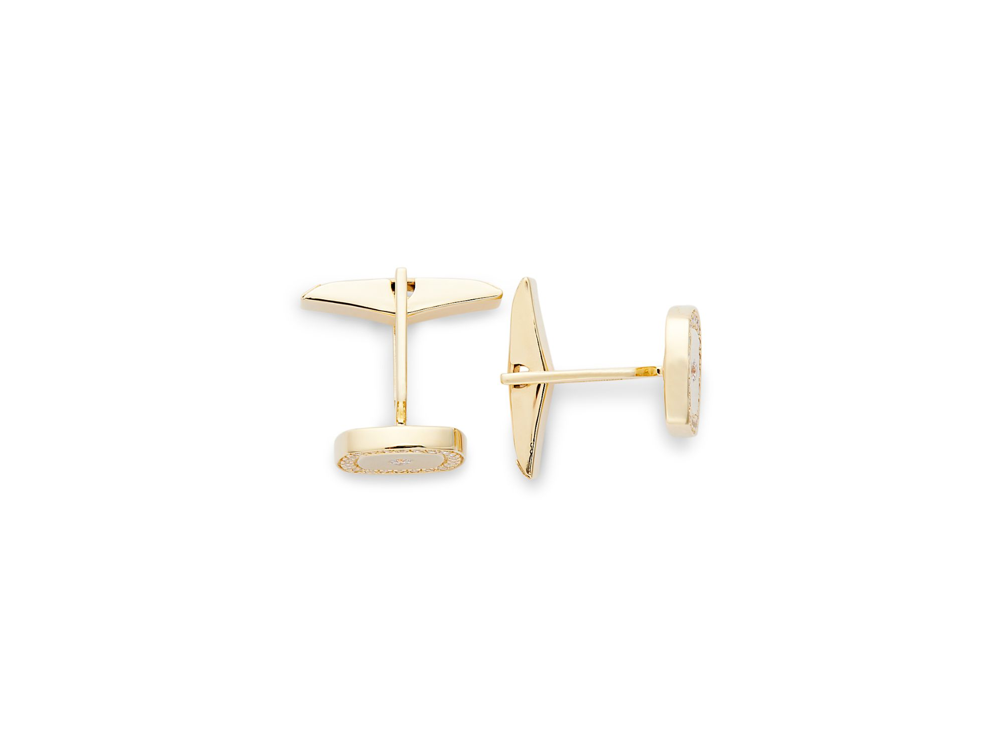 Men's Diamond Halo Cufflinks in 14K Yellow Gold, 0.30 tcw — Image 3