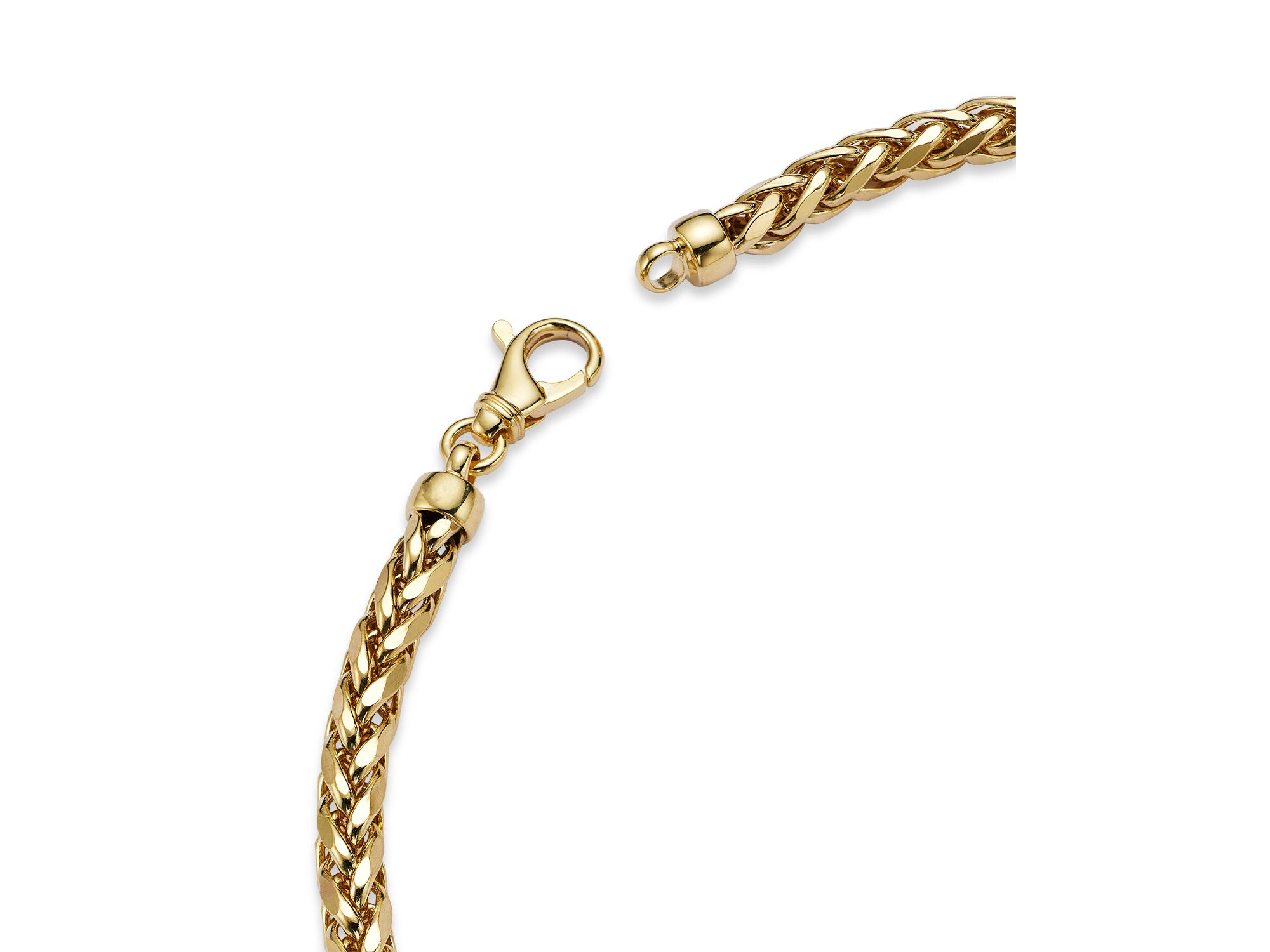 Men's Wheat Link Chain Necklace in 14K Yellow Gold, 24" — Image 3