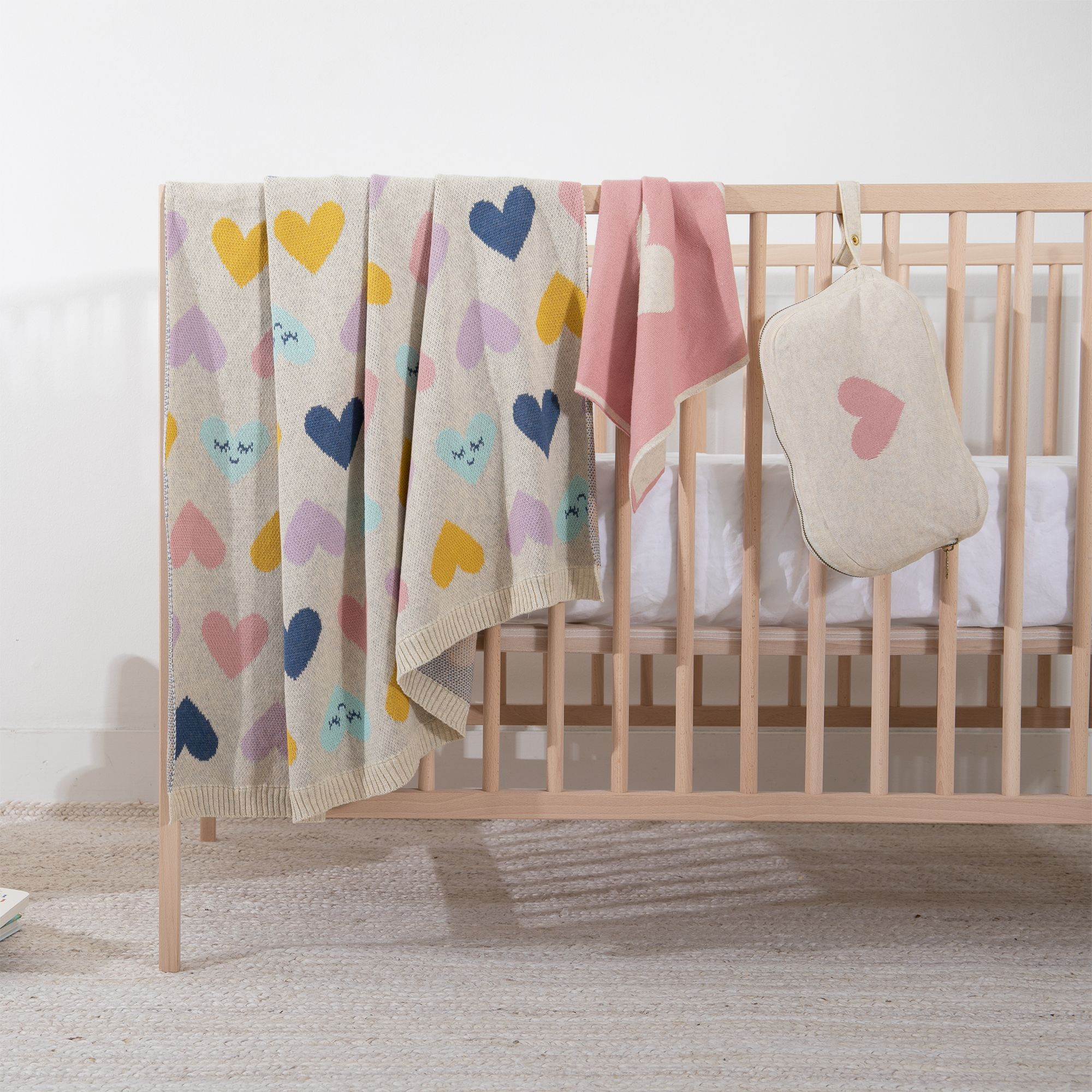Smiley Hearts Baby Blanket & Travel Pouch Set - Image 1