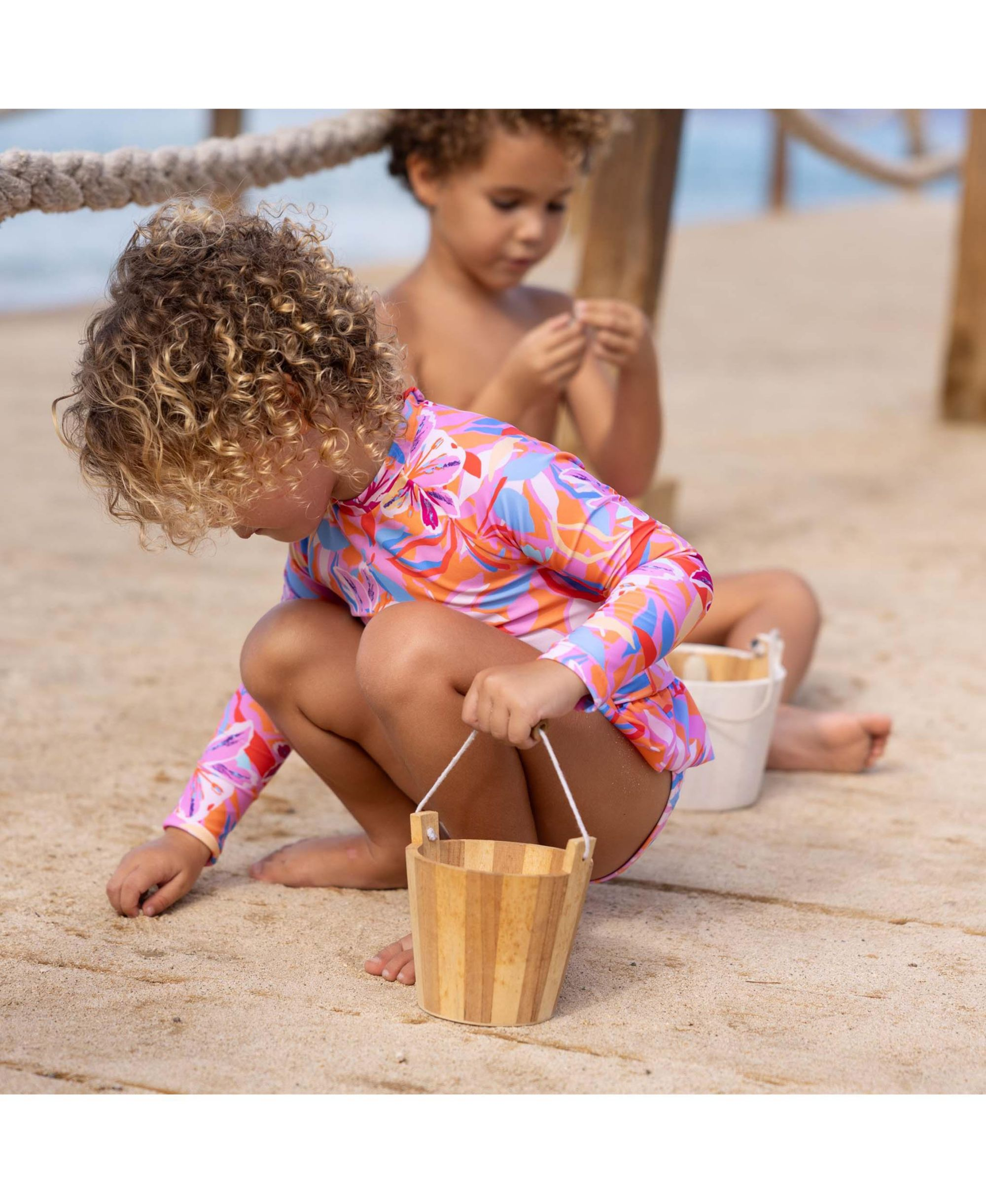 Girls' Blooming Sunset Sustainable Long Sleeve Skirt Surf Suit - Baby — Image 3