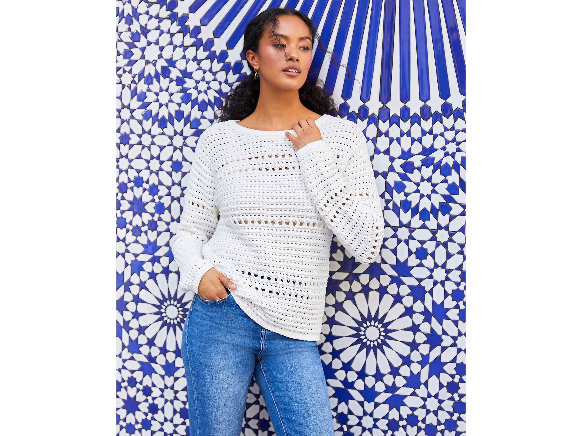 Boatneck Crochet Sweater — Image 3