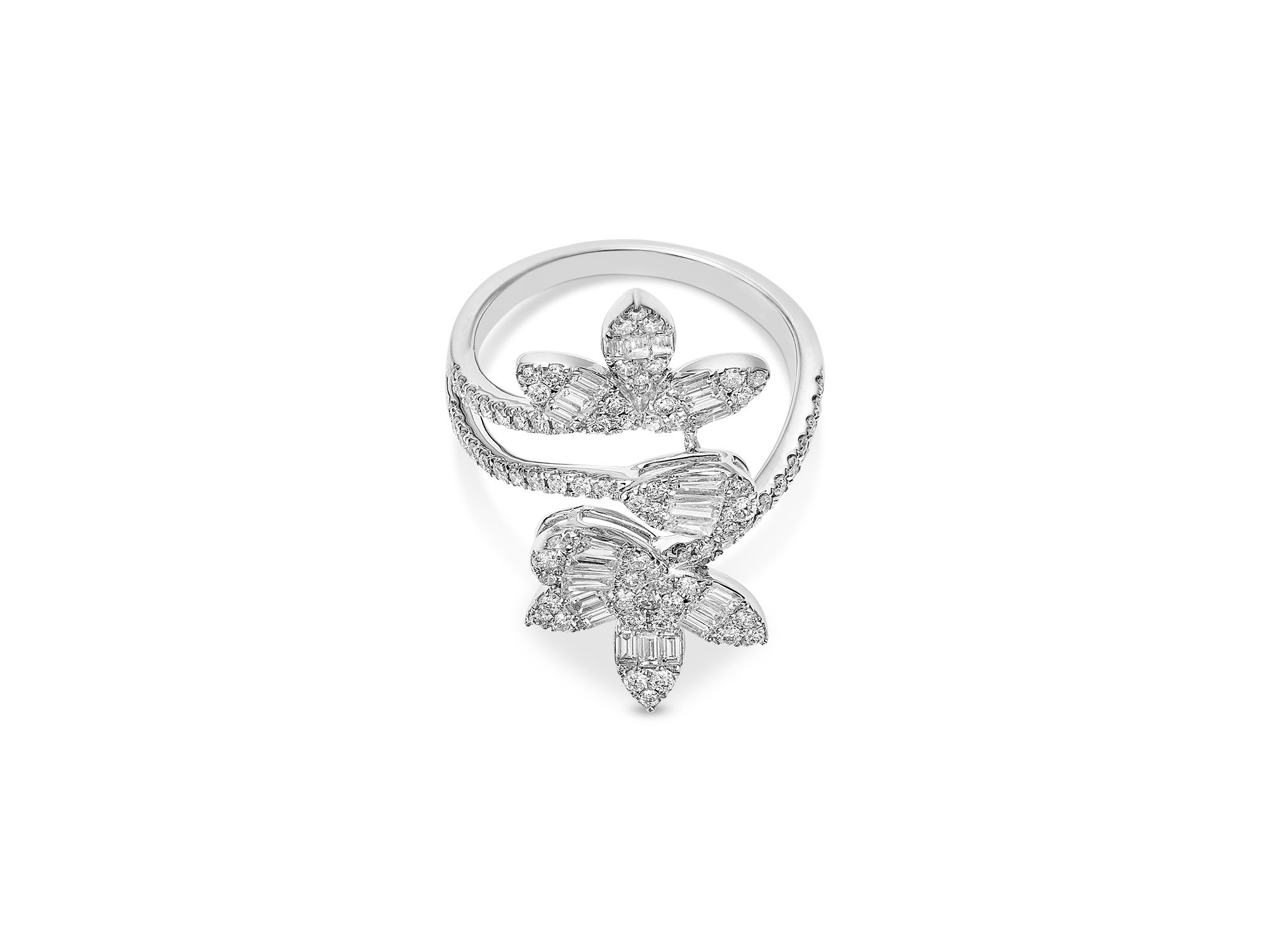 Diamond Bypass Ring in 18K White Gold, 1.2 tcw — Image 3