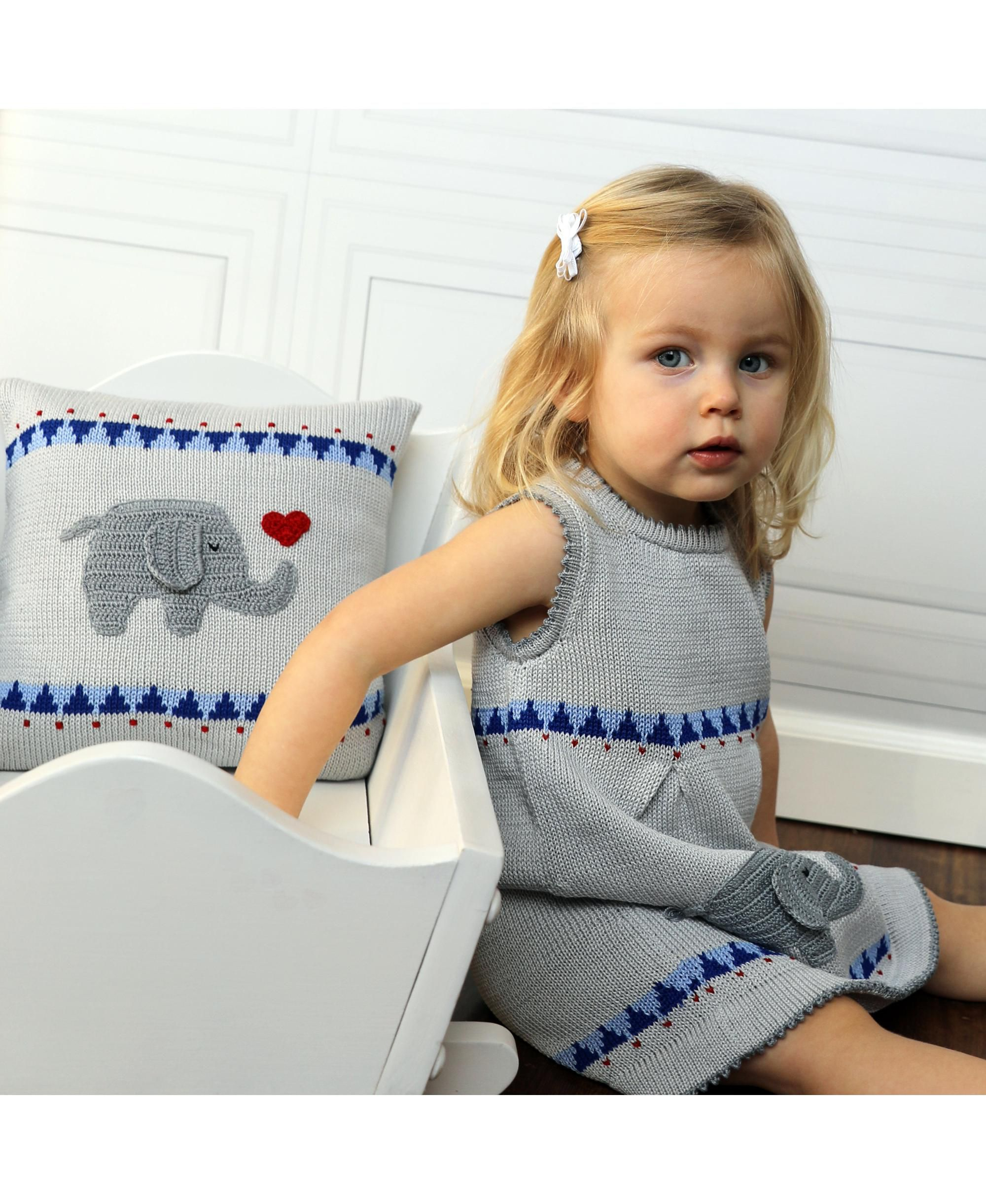 Elephant with Heart Pillow, 10" x 10" — Image 3