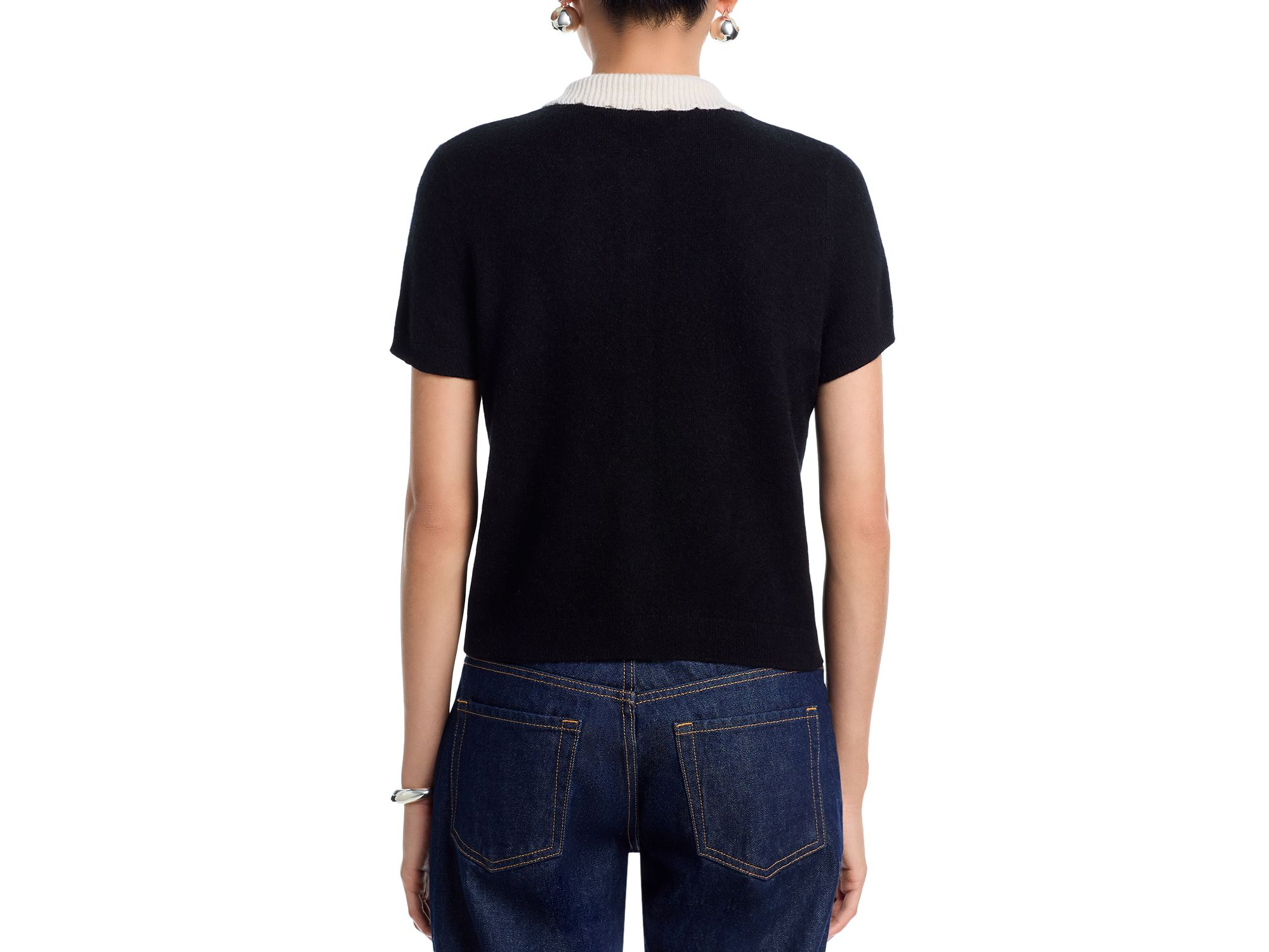 100% Cashmere Short Sleeve Colorblock Cardigan - Exclusive — Image 4