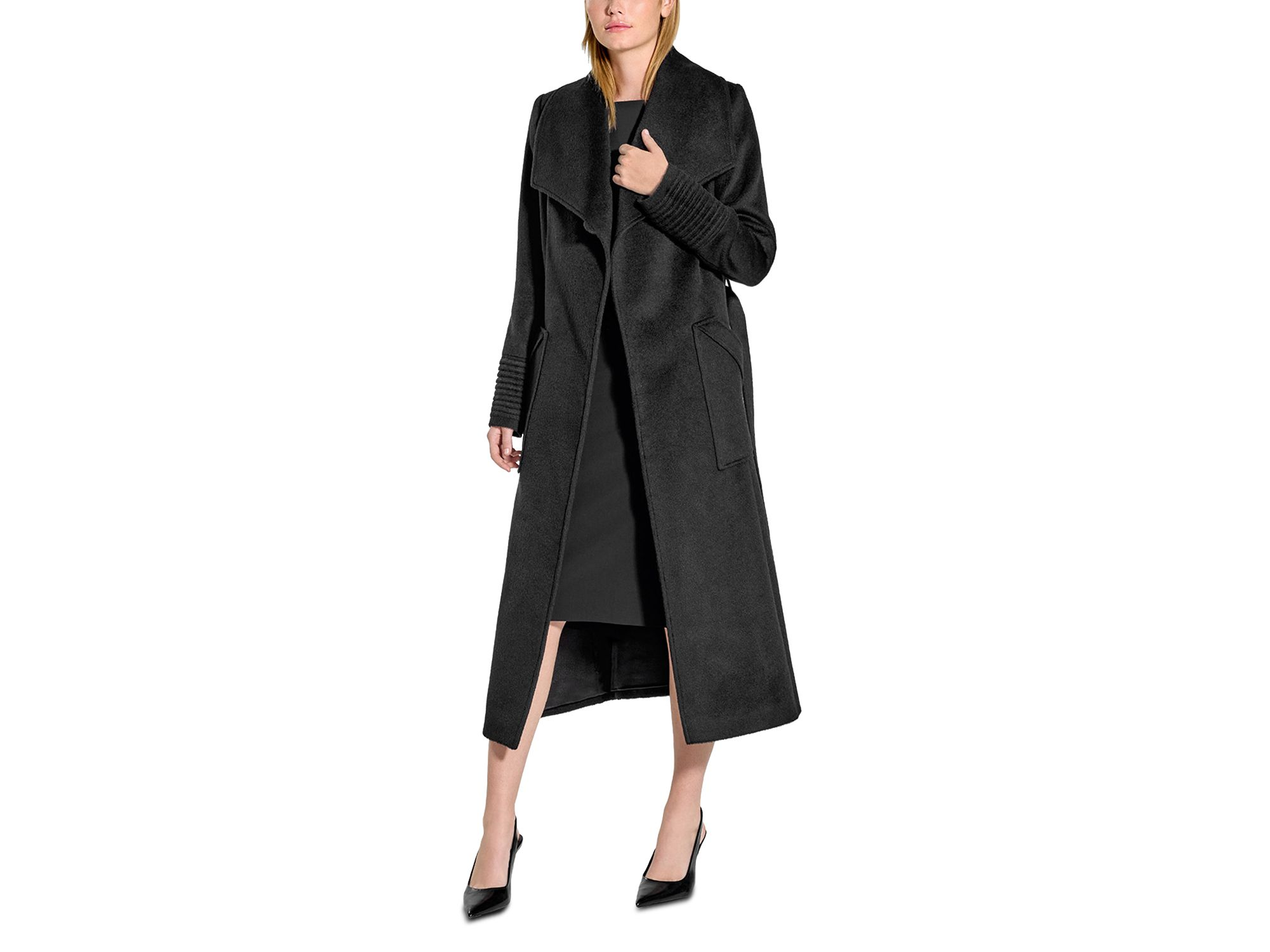 Wide Collar Long Wrap Coat — Image 7