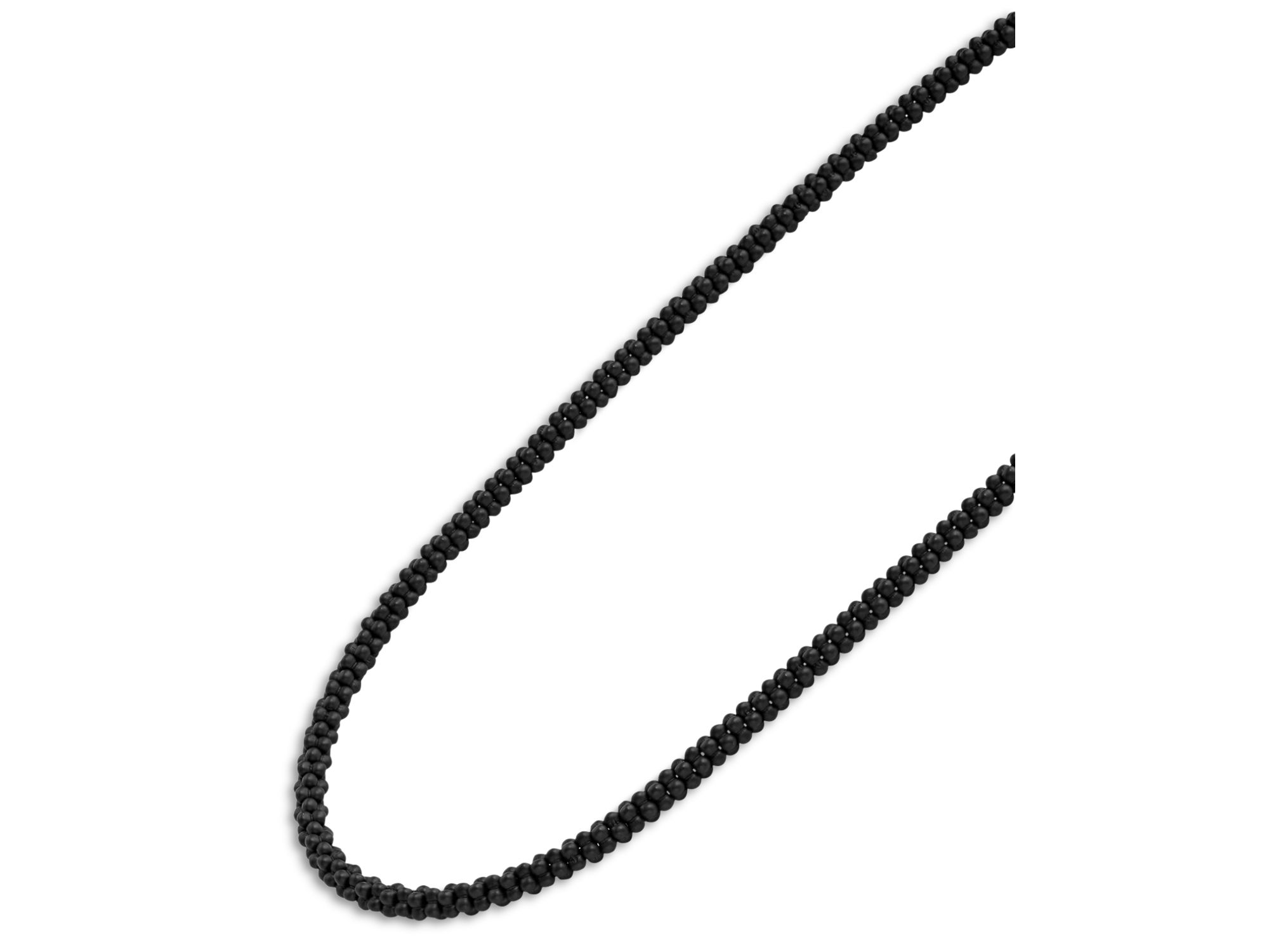 Men's 18K Yellow Gold & Sterling Silver Black Caviar Beaded Necklace, 24" — Image 3