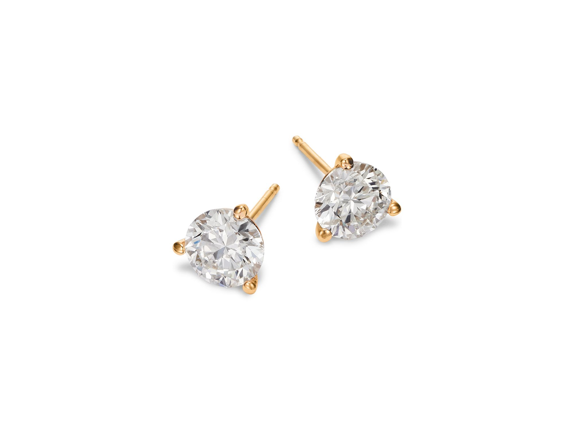 Certified Diamond Martini Set Stud Earrings in 14K Yellow Gold, 2.0 tcw — Image 3