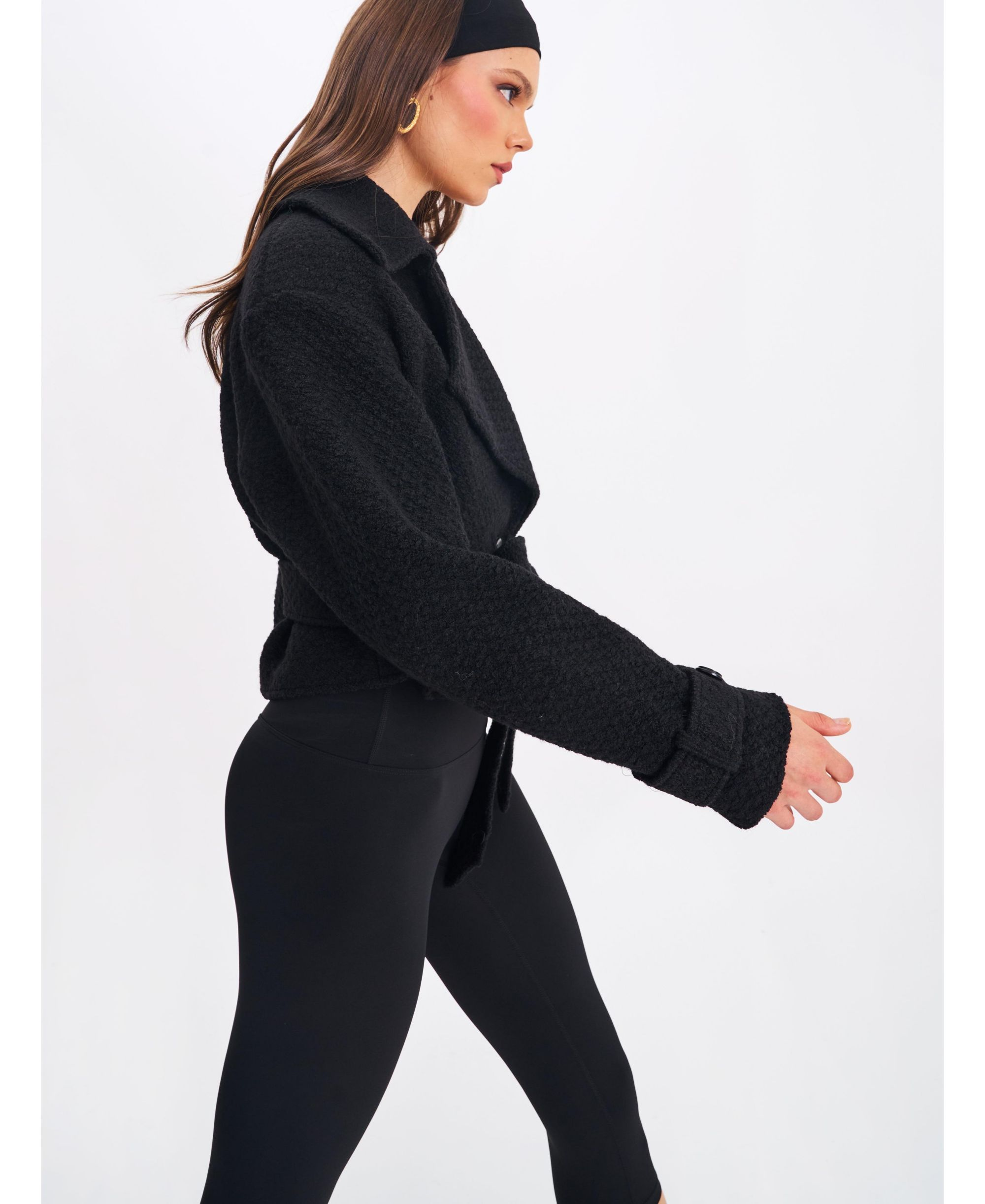 Dara Wool Blend Cropped Double-Breasted Belted Coat — Image 6