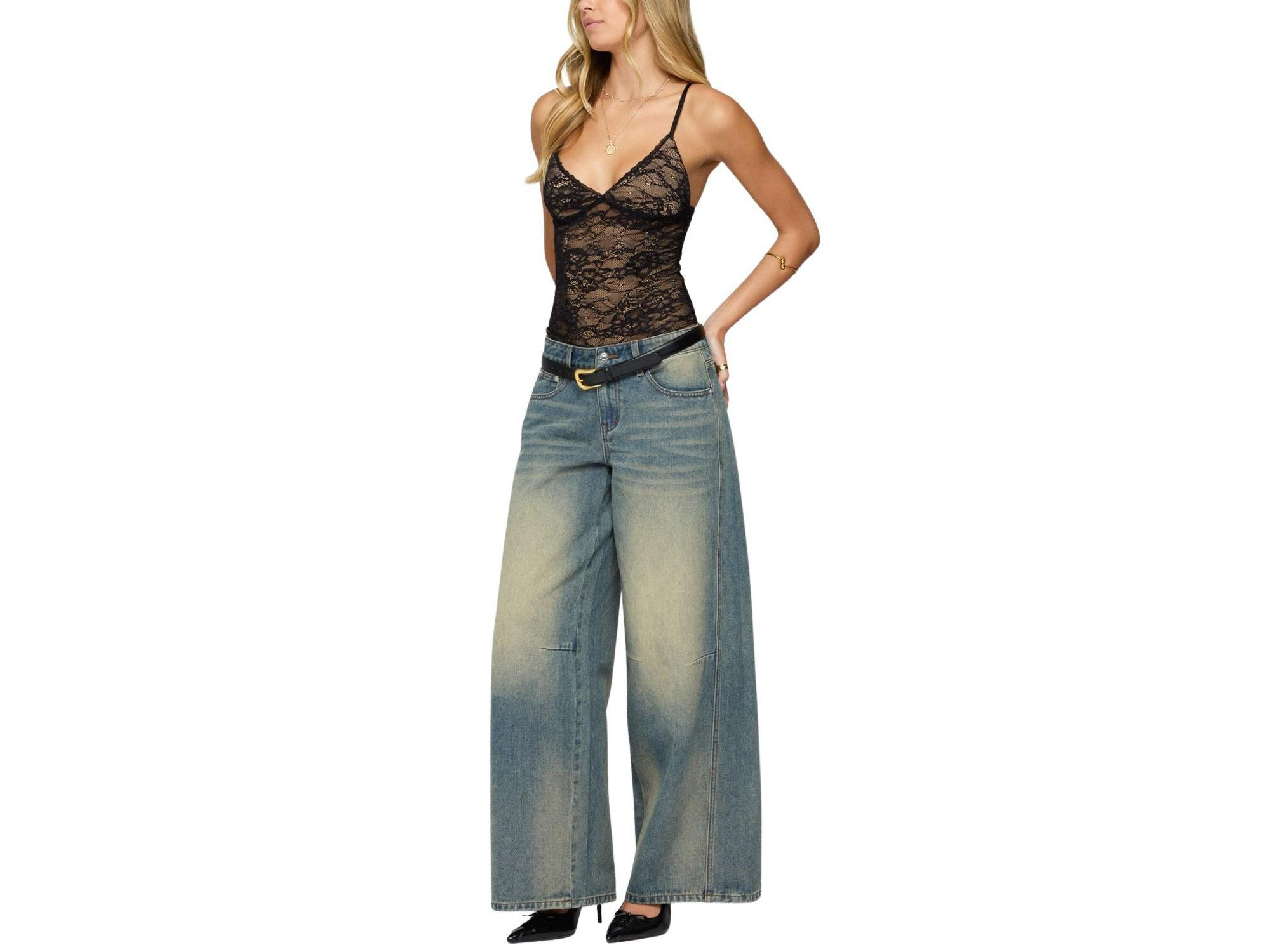 Nolyn Sheer Lace V Neck Bodysuit — Image 3