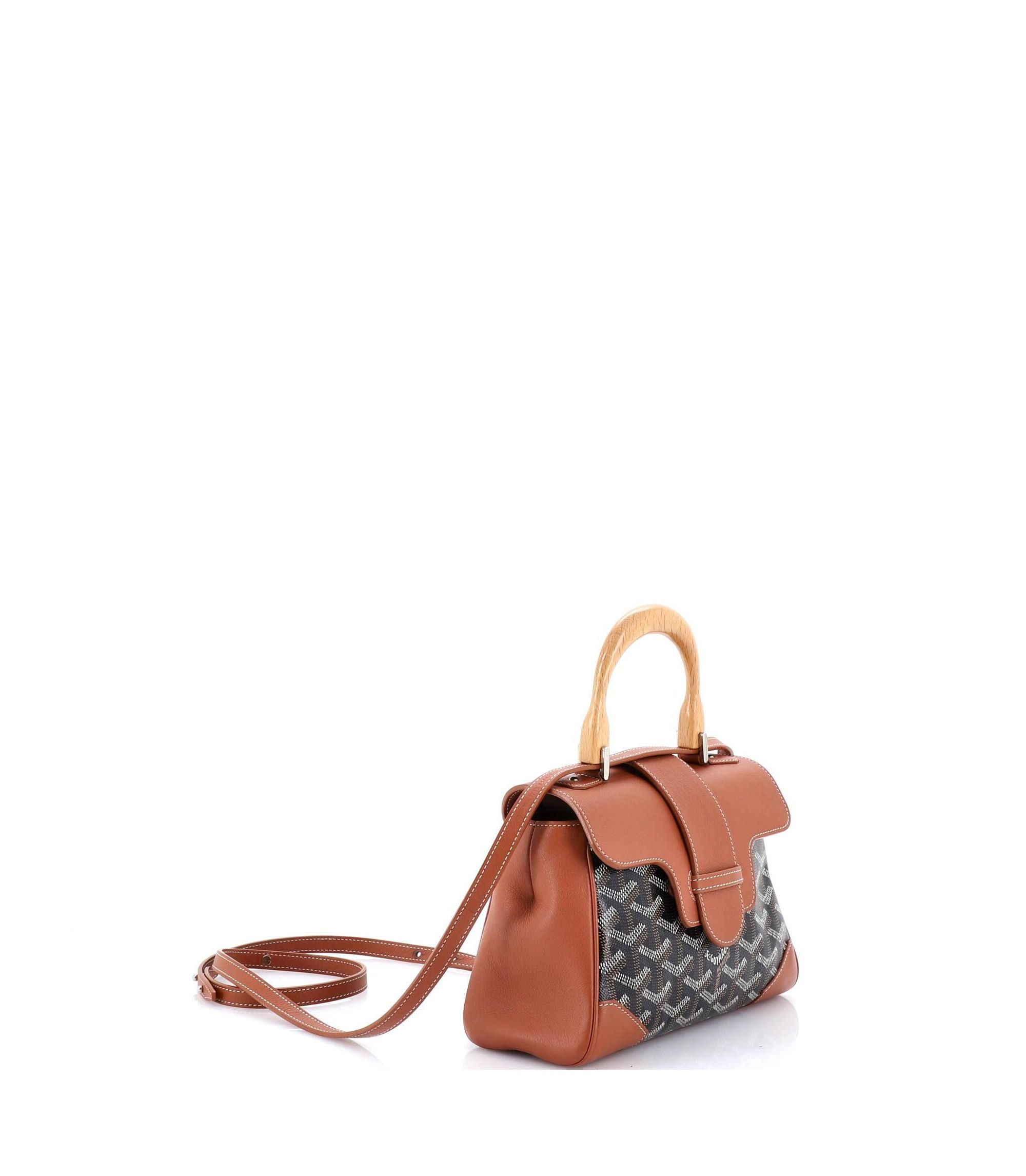 Mini Saigon Top Handle Bag Coated Canvas with Leather — Image 7