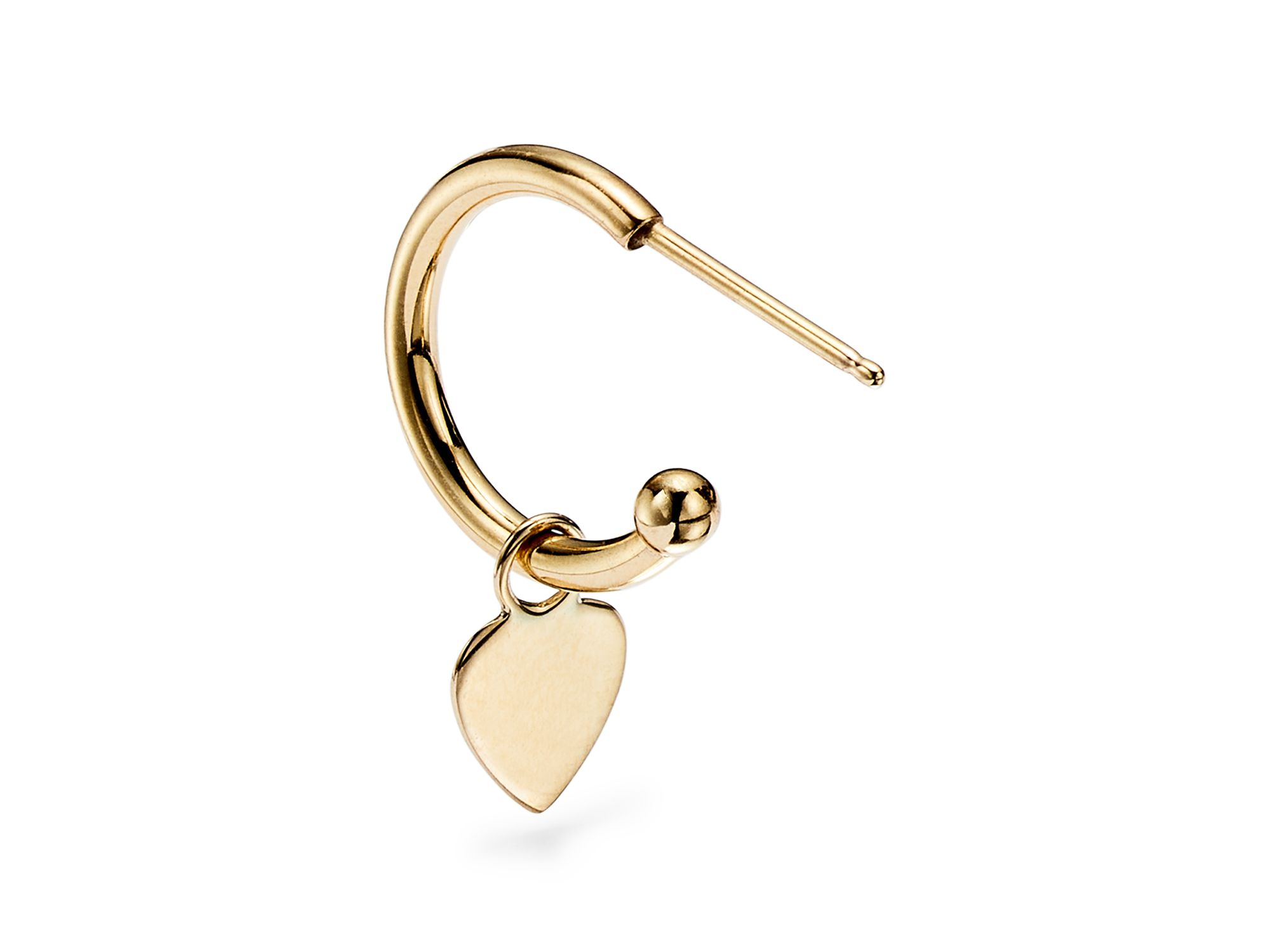 14K Yellow Gold Small Dangling Heart Hoop Earrings - Exclusive — Image 3