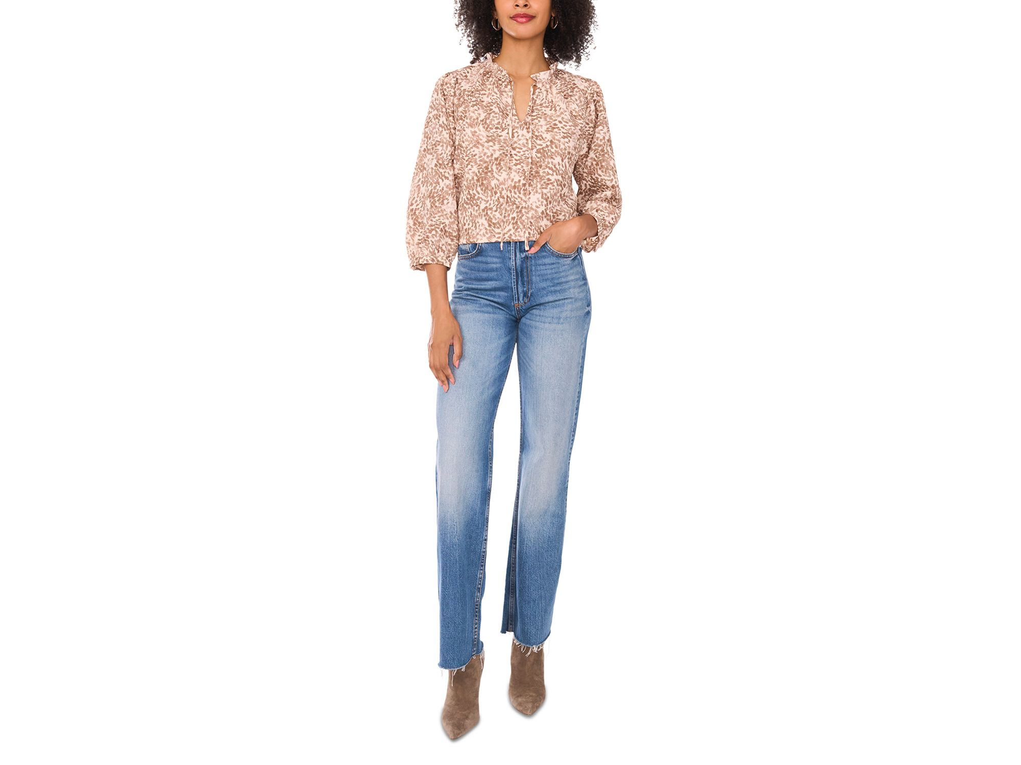 Split Neck Peasant Blouse — Image 4