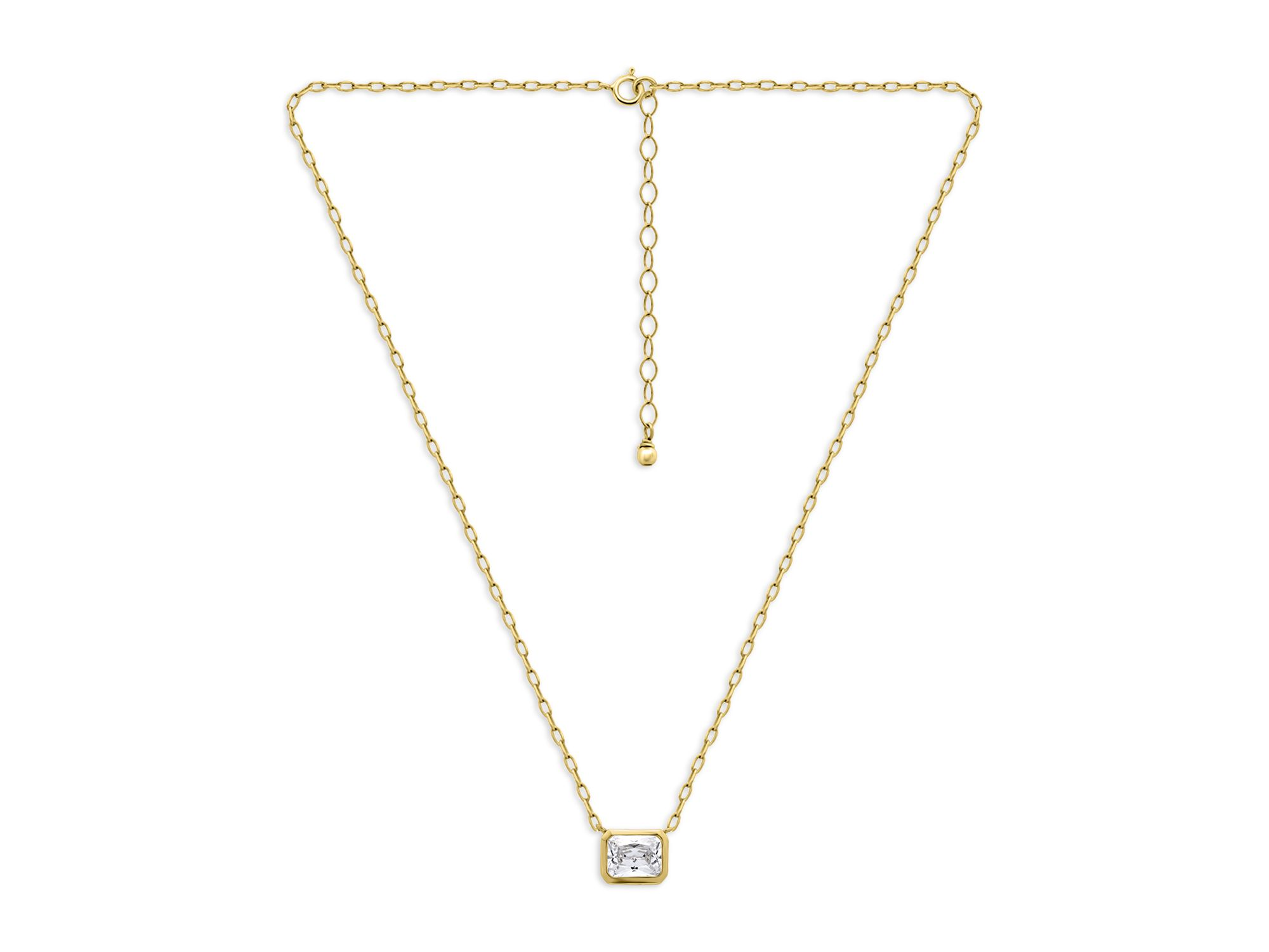 18K Gold Over Sterling Bezel Set Octagon Cubic Zirconia Necklace, 16" - Exclusive — Image 3