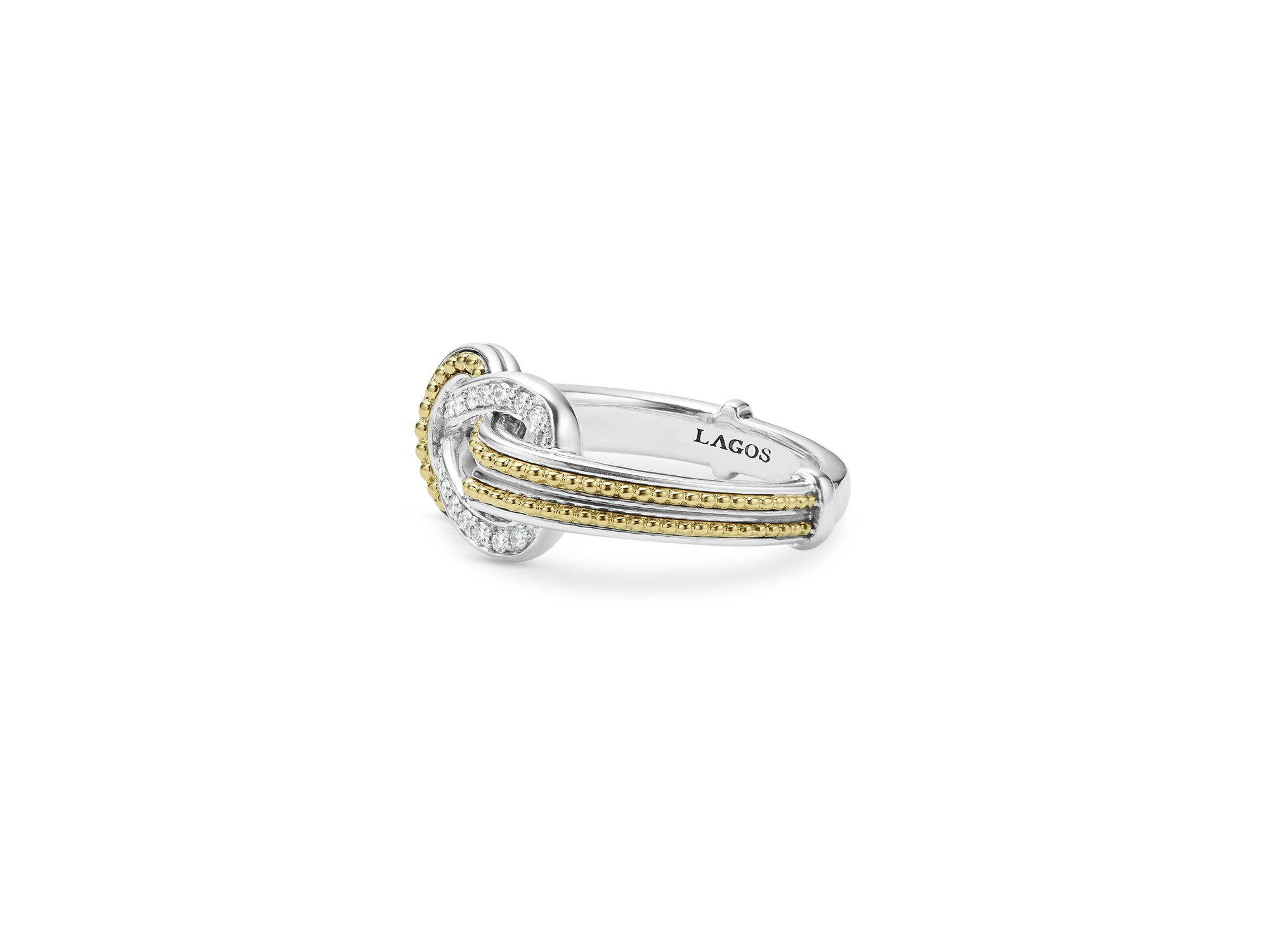 18K Yellow Gold & Sterling Silver Newport Diamond Knot Statement Ring — Image 5