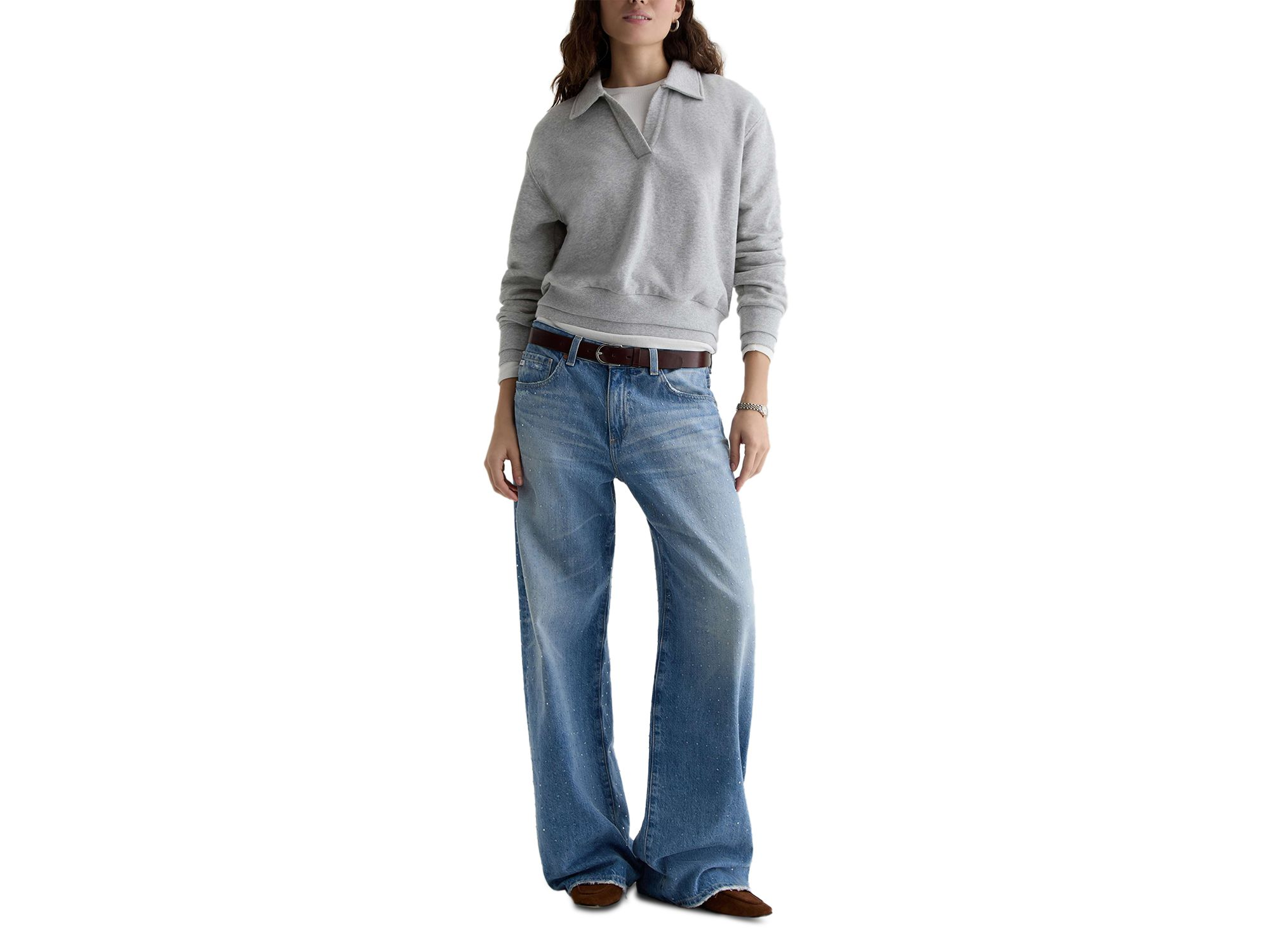 Adria Low Rise Wide Leg Jeans in Stockholm Snowdrift — Image 5