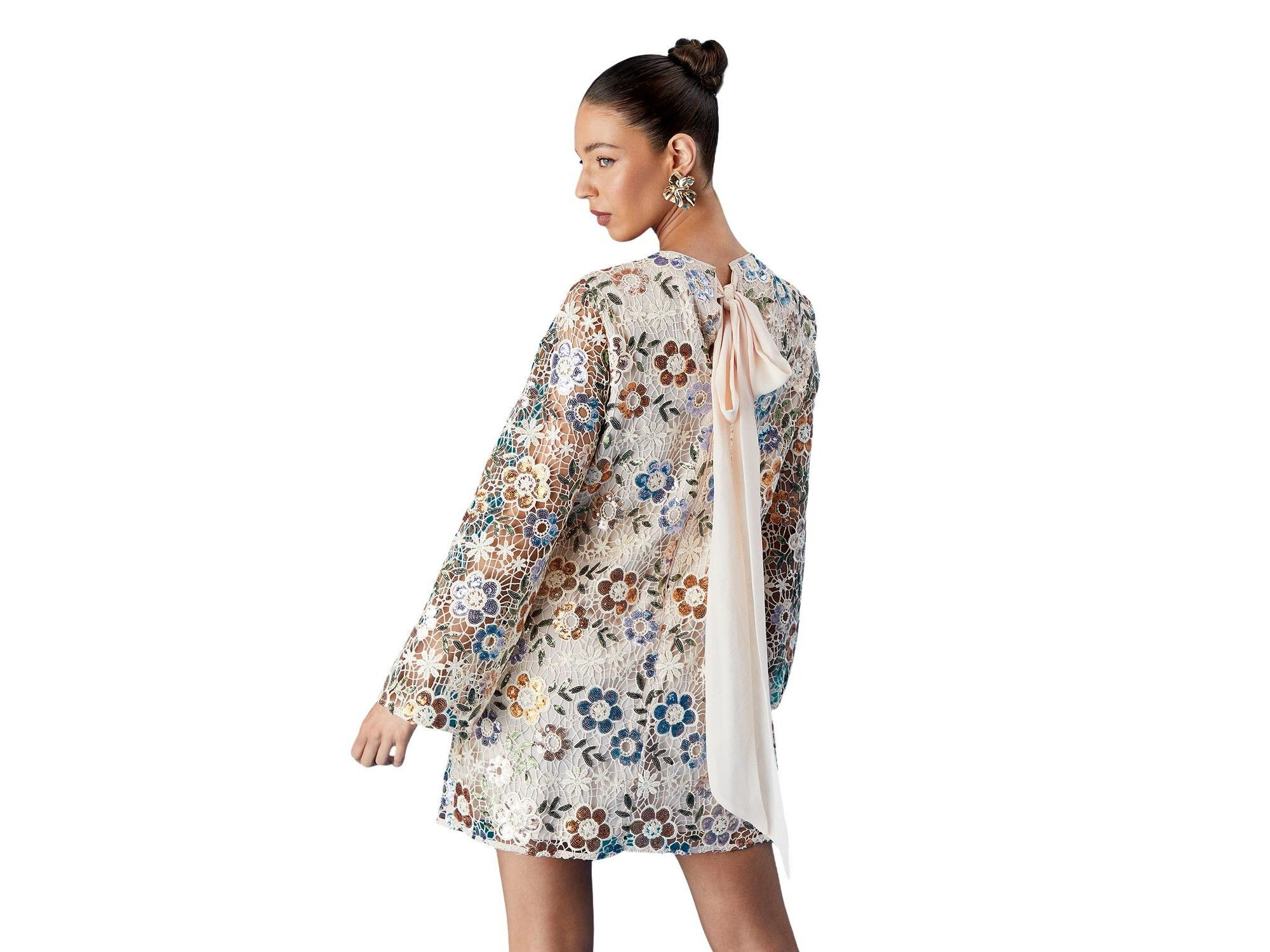 Muse Embellished Flare Sleeve Mini Dress — Image 3