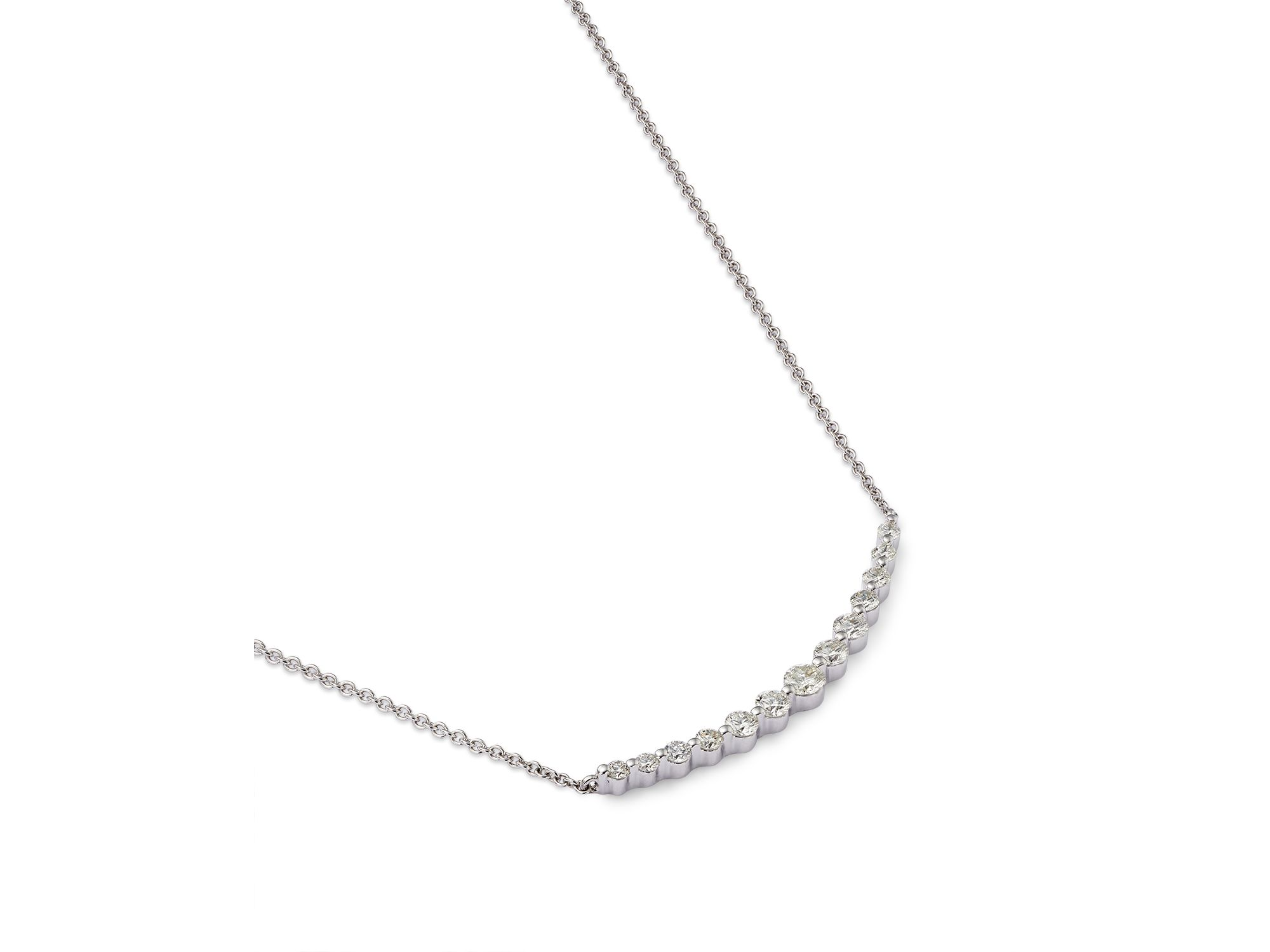 Diamond Bar Necklace in 14K White Gold, 0.30 tcw — Image 3