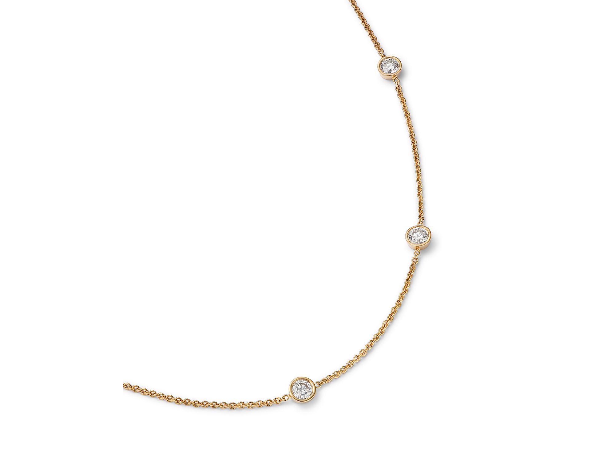 Diamond Bezel Station Necklace in 14K Yellow Gold, 1.5 tcw — Image 3