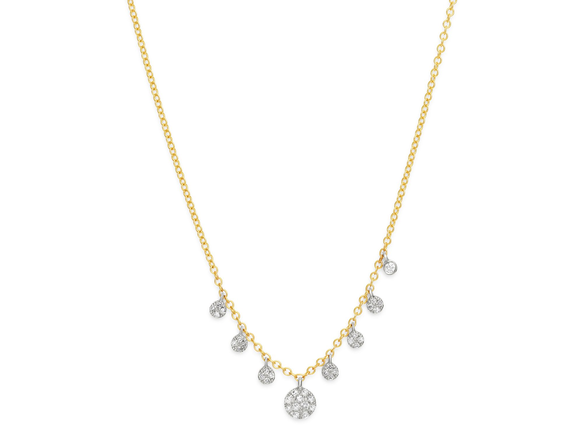 14K Yellow & White Gold Diamond Multi Disc Pendant Necklace, 18" — Image 4