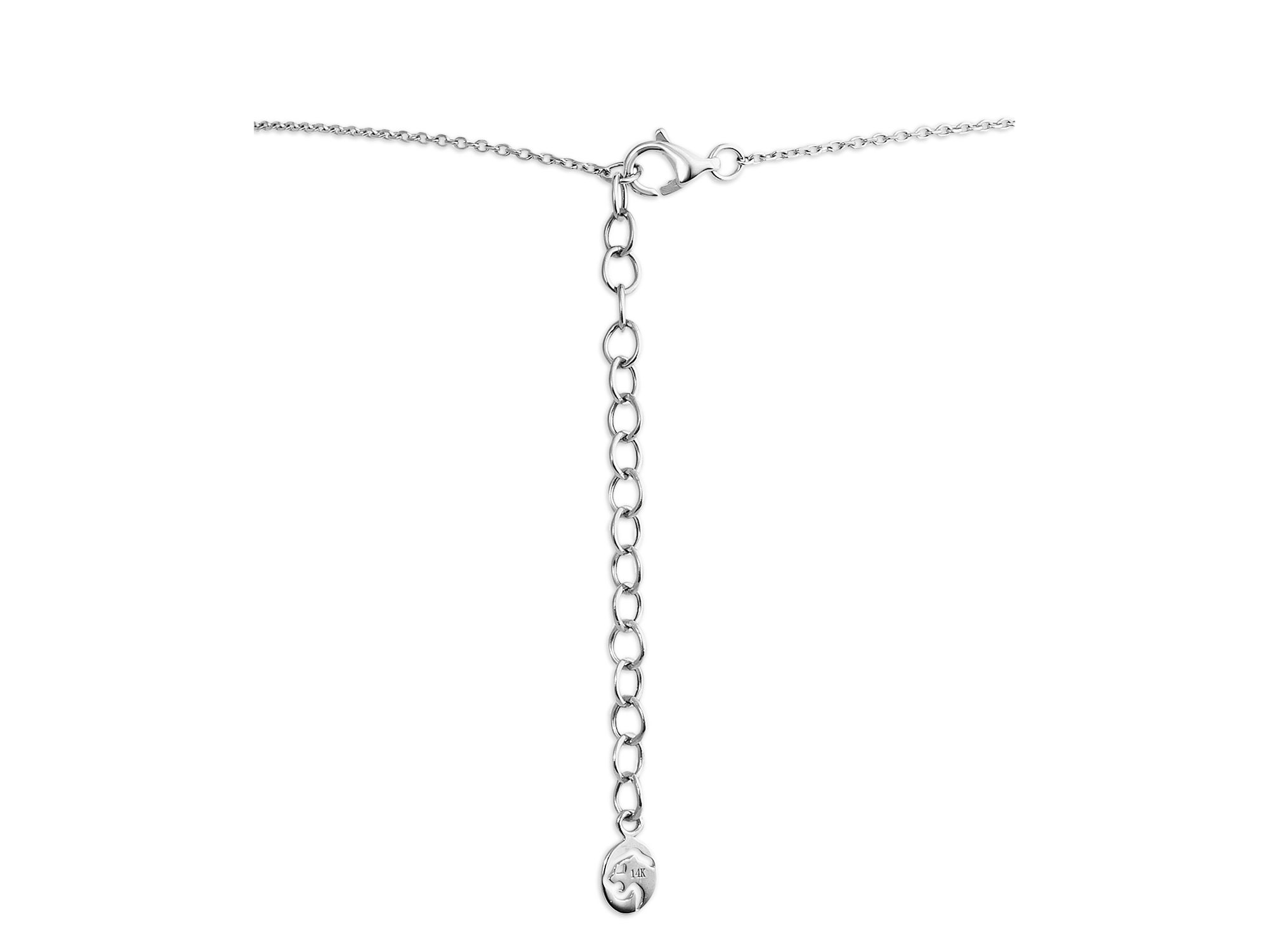 Blue Sapphire & Diamond Flower Pendant Necklace in 14K White Gold, 18" — Image 3