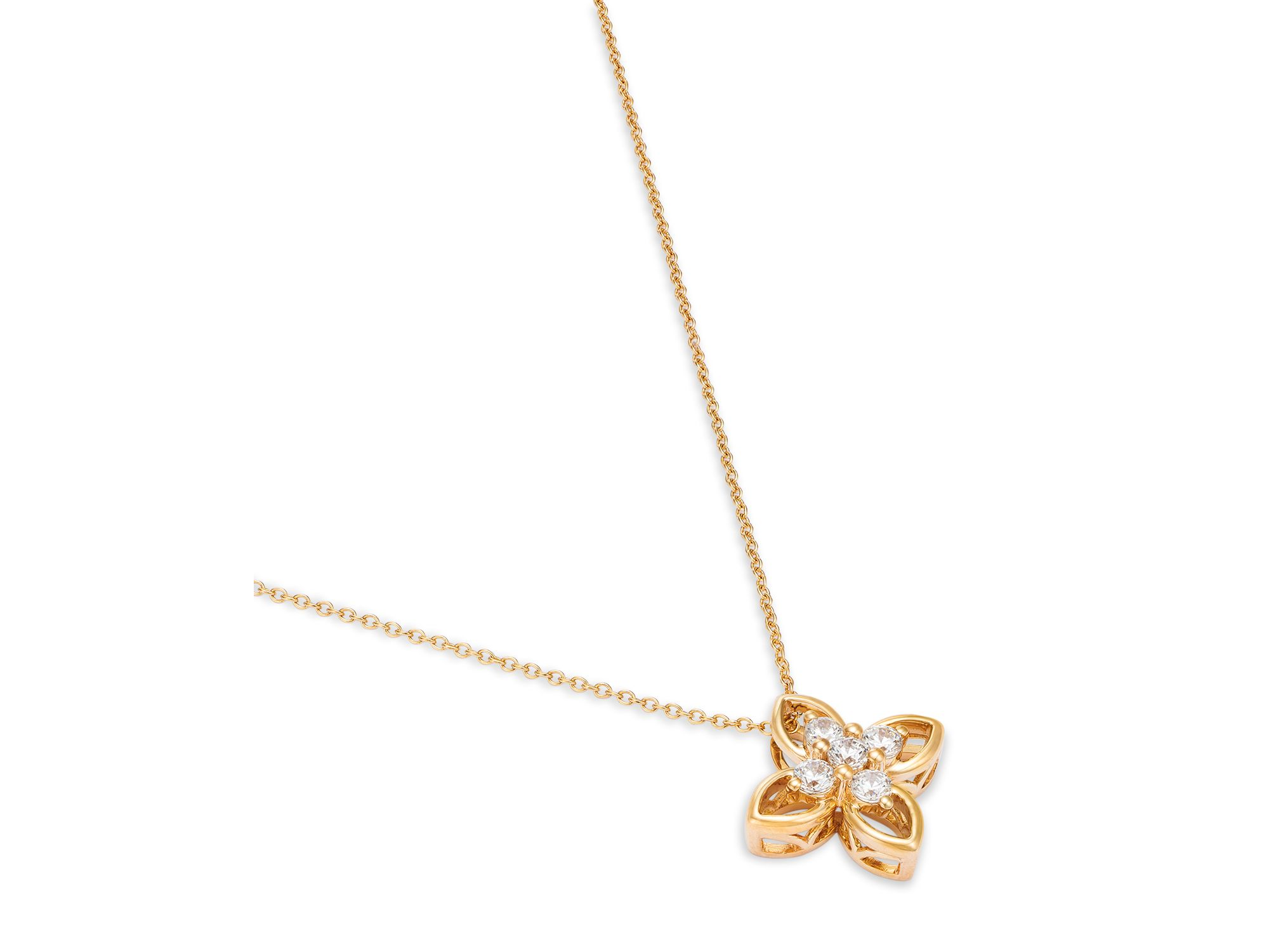 Diamond Clover Pendant Necklace in 14K Yellow Gold, 0.33 tcw — Image 3