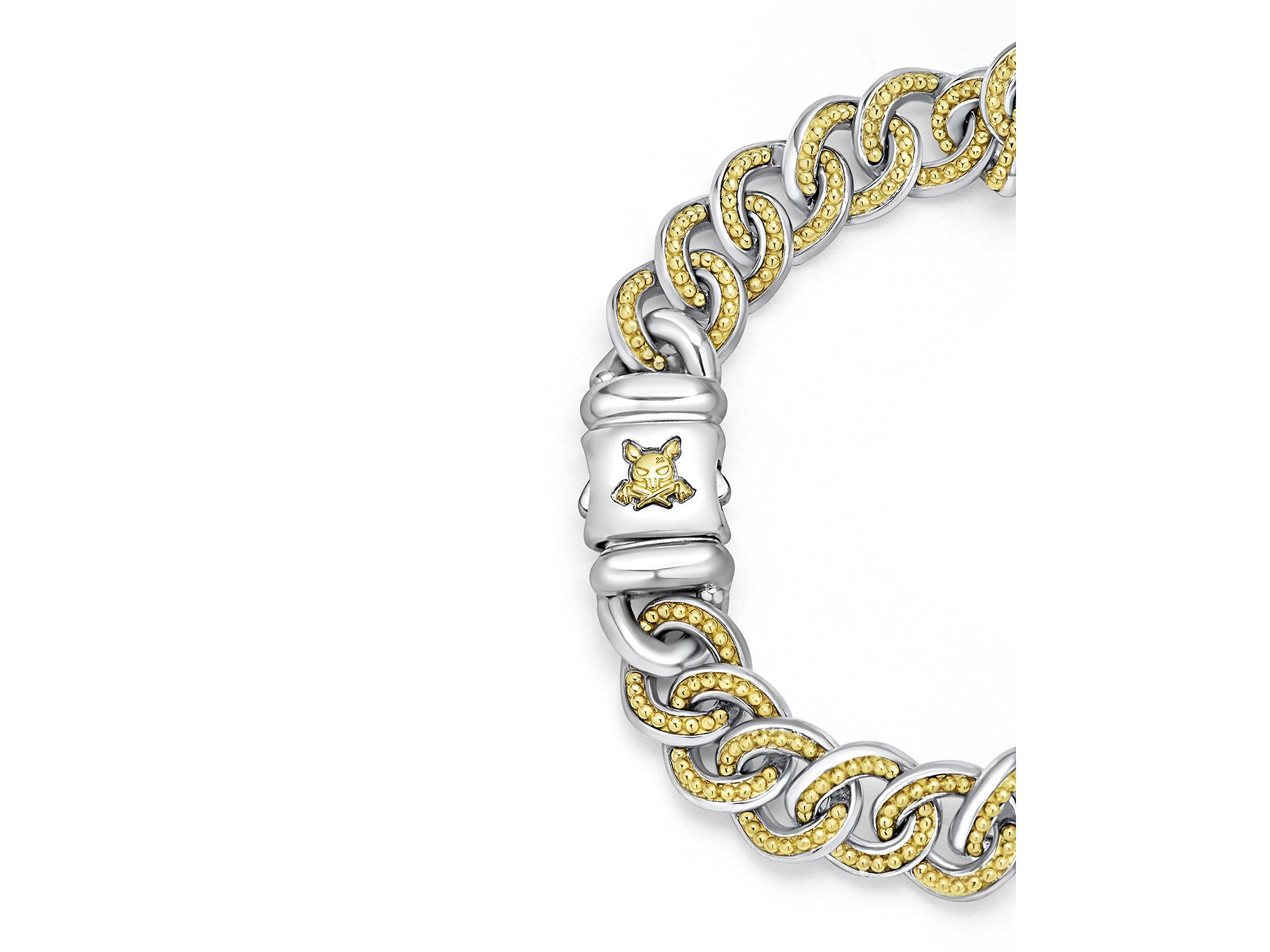 Men's 18K Yellow Gold & Sterling Silver Anthem Beaded Curb Link Bracelet - Exclusive — Image 3