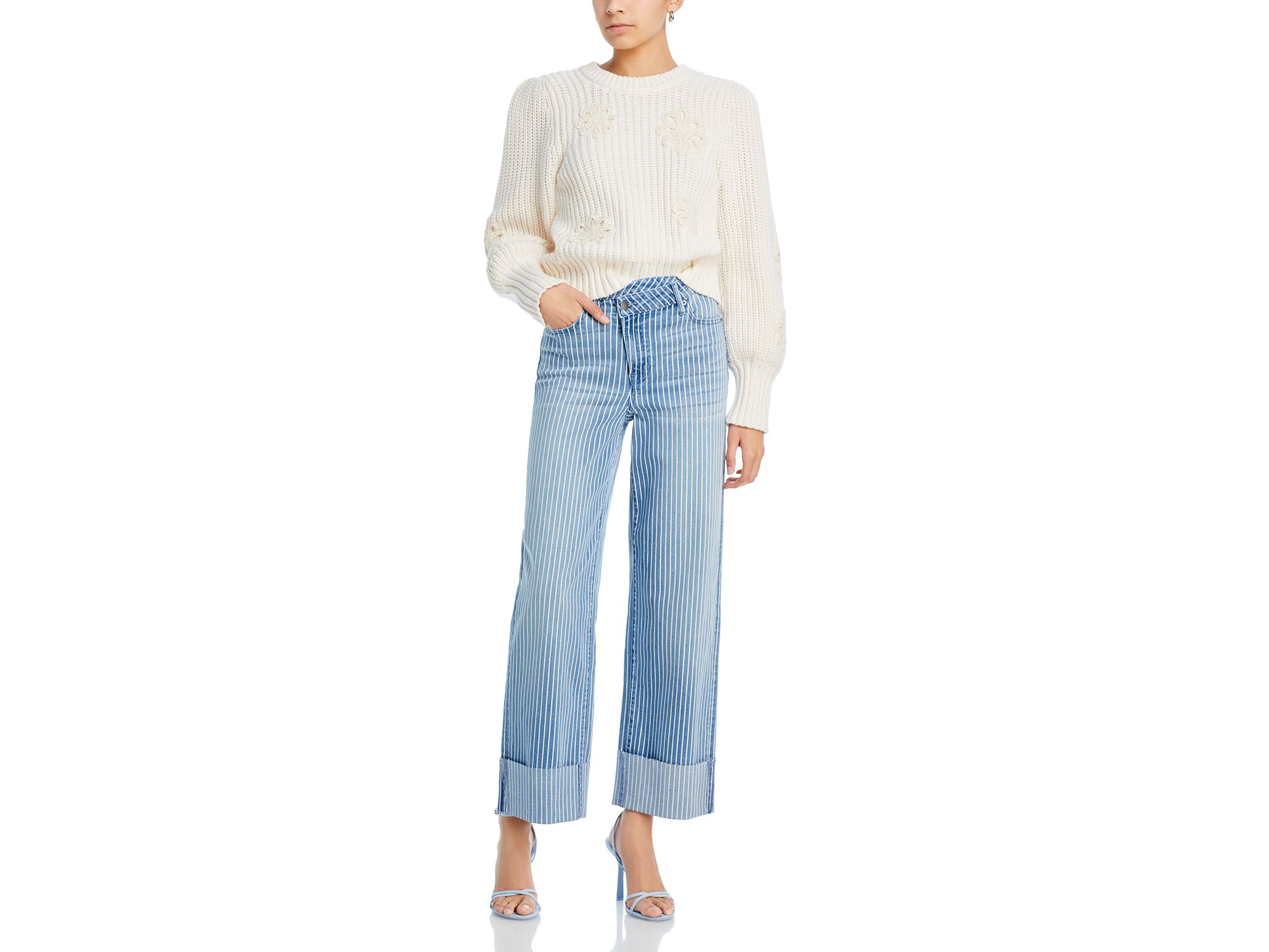 Striped Cuffed Dad Jeans in Medium Wash - Exclusive — Image 8
