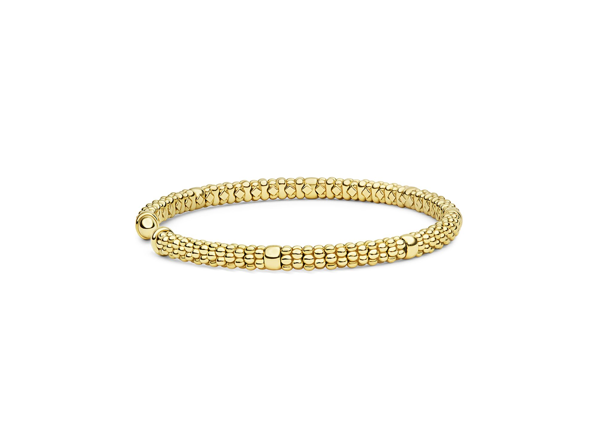 18K Yellow Gold Signature Caviar Beaded Versa Torque Cuff Bracelet — Image 3