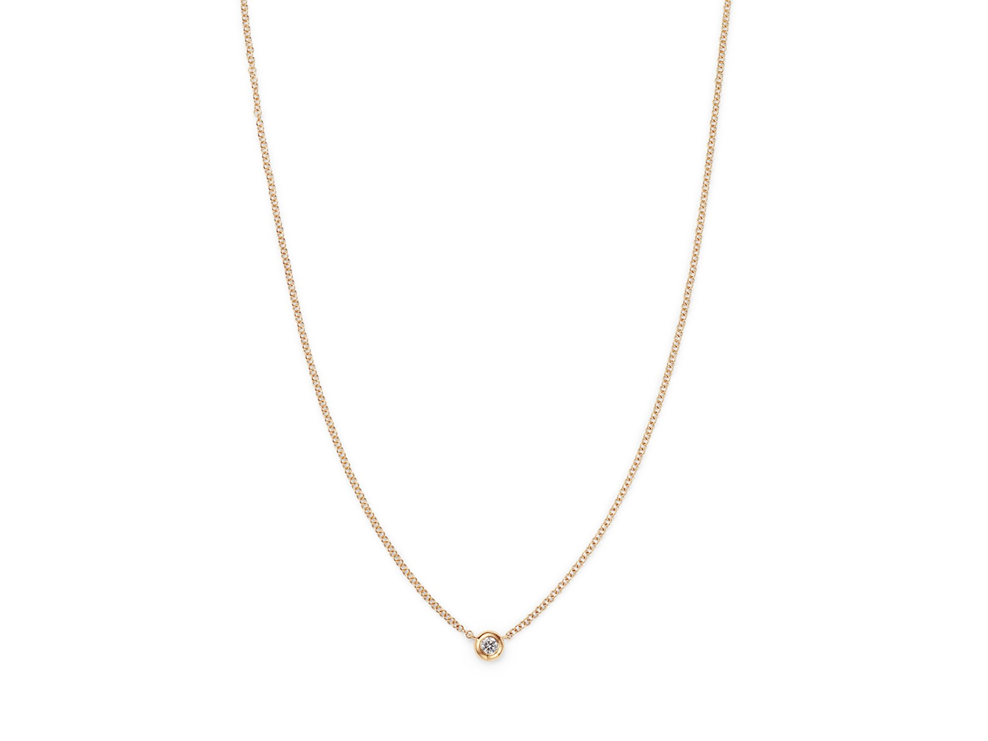 14K Yellow Gold Bezel-Set Diamond Pendant Necklace, 18" - Exclusive — Image 3