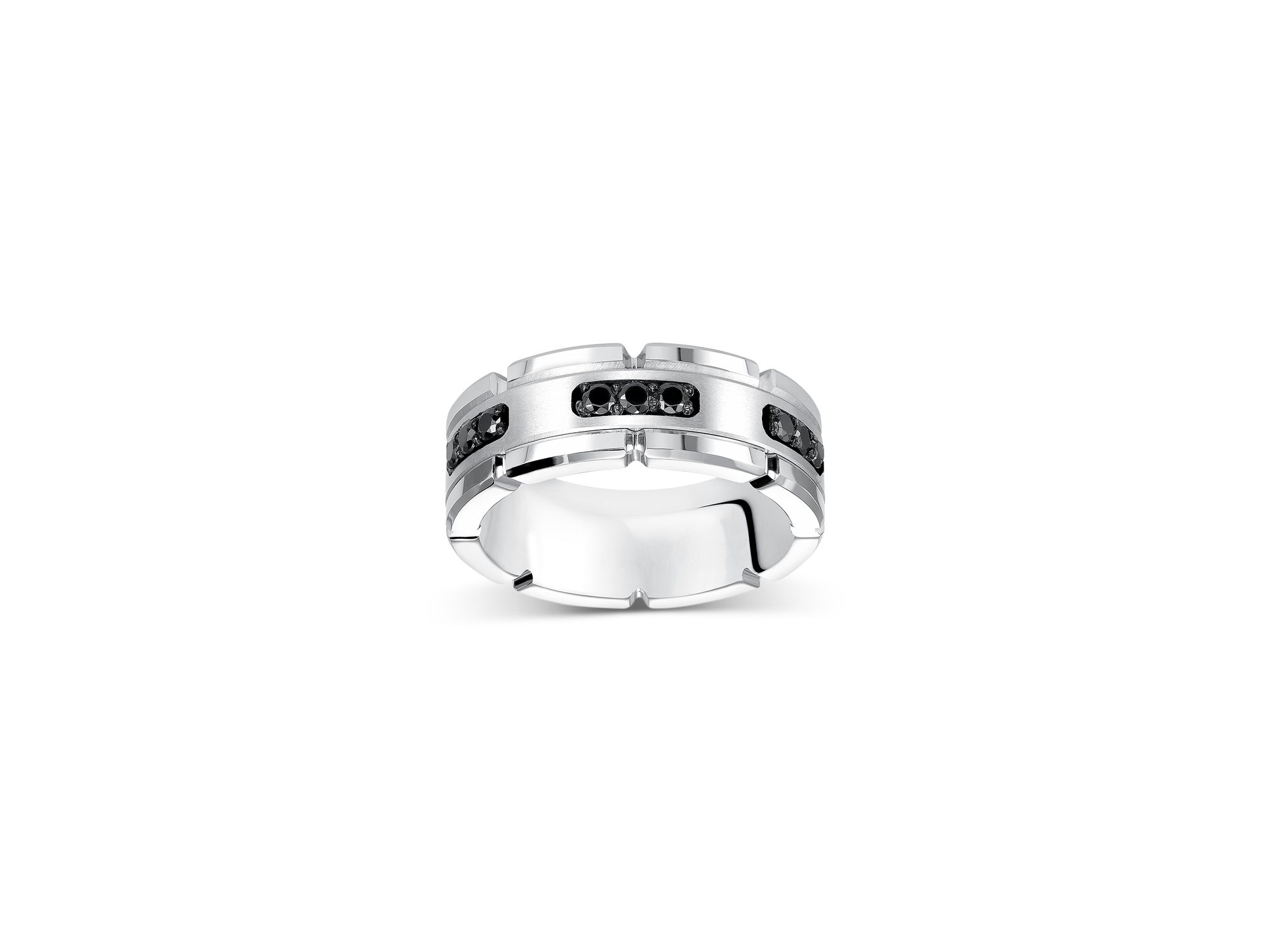 Men's Black Diamond Link Inspired Band in Tungsten & Sterling Silver, 0.32 tcw — Image 3